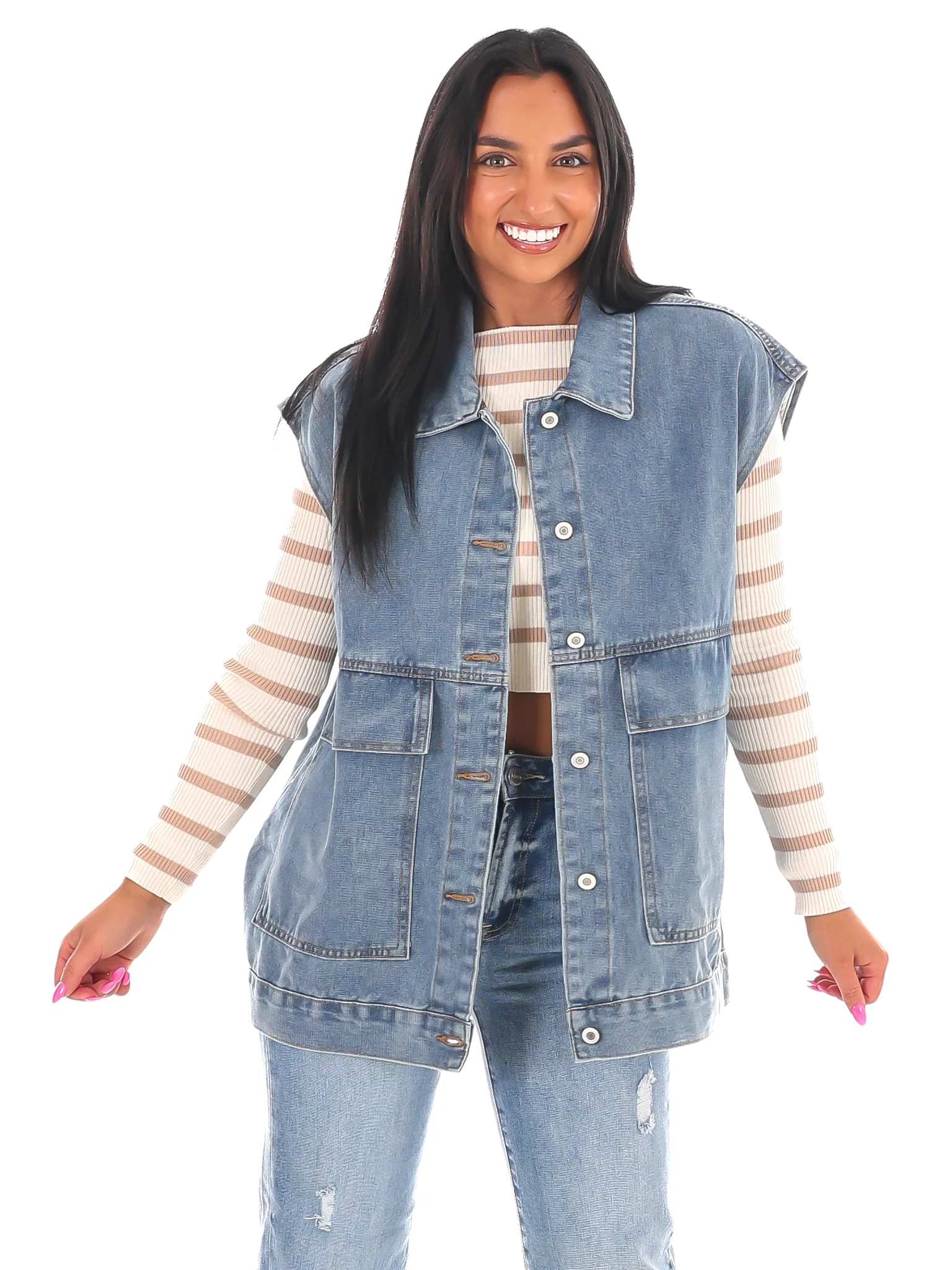 Versatile Vibe Oversized Denim Vest - Image 3