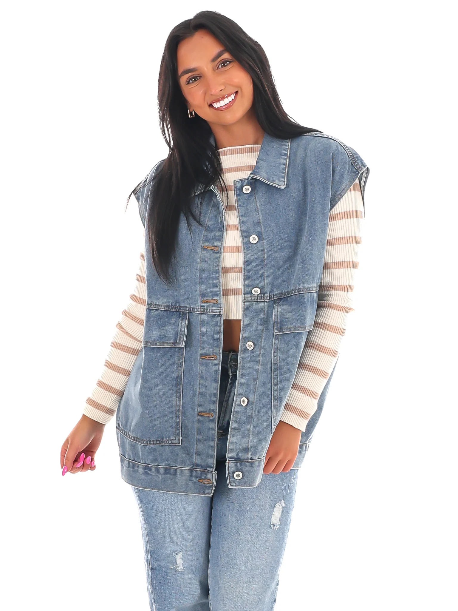 Versatile Vibe Oversized Denim Vest - Image 5