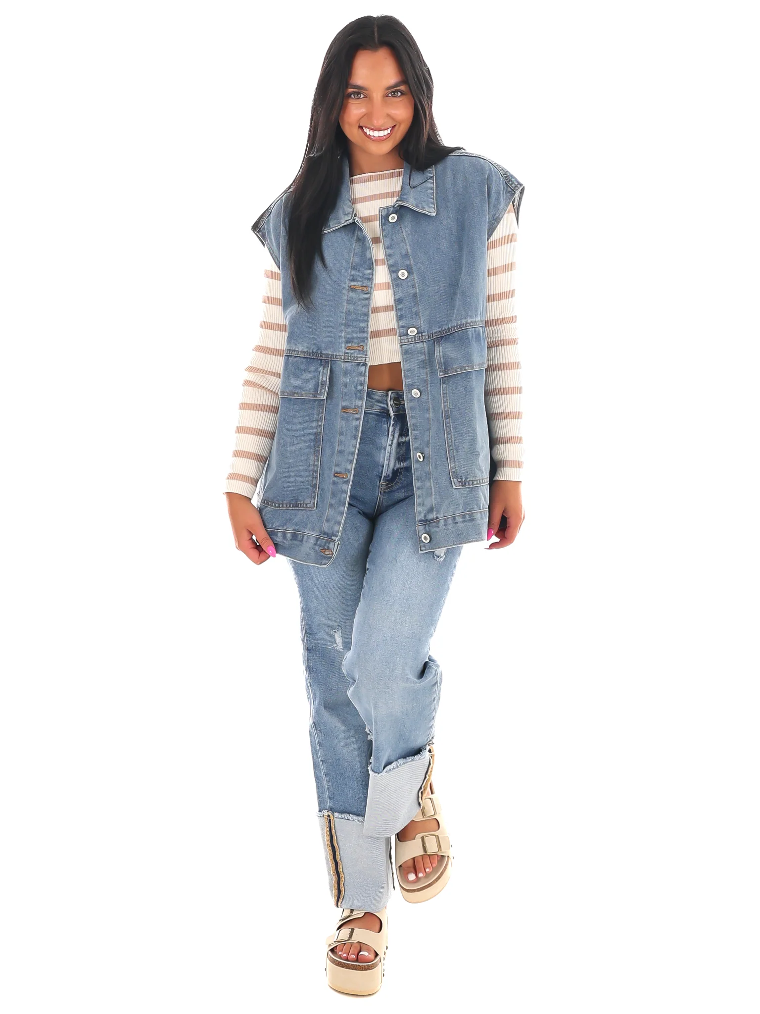 Versatile Vibe Oversized Denim Vest - Image 7