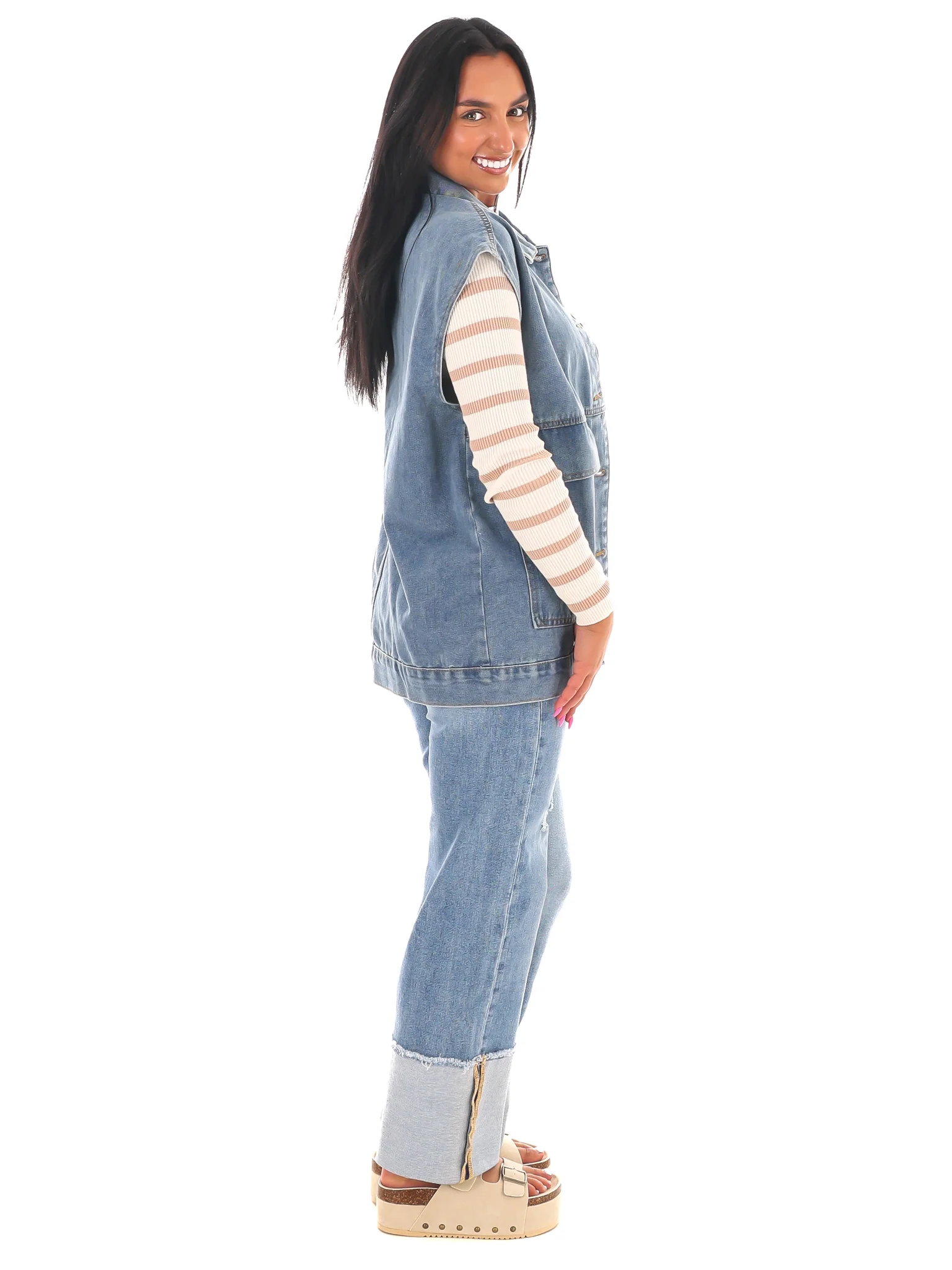 Versatile Vibe Oversized Denim Vest - Image 8