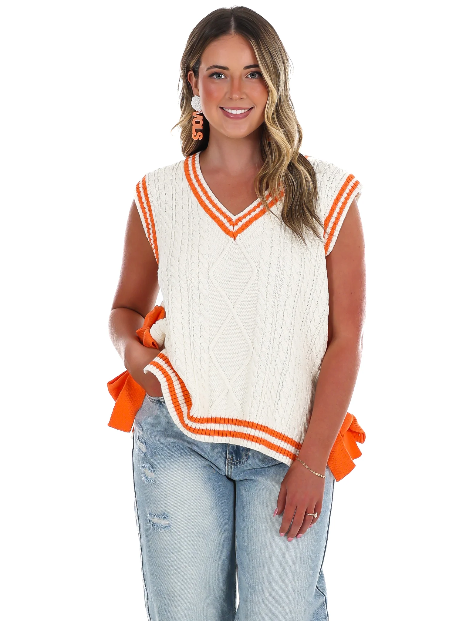 Victory Bows V-Neckline Sweater Top - Image 3