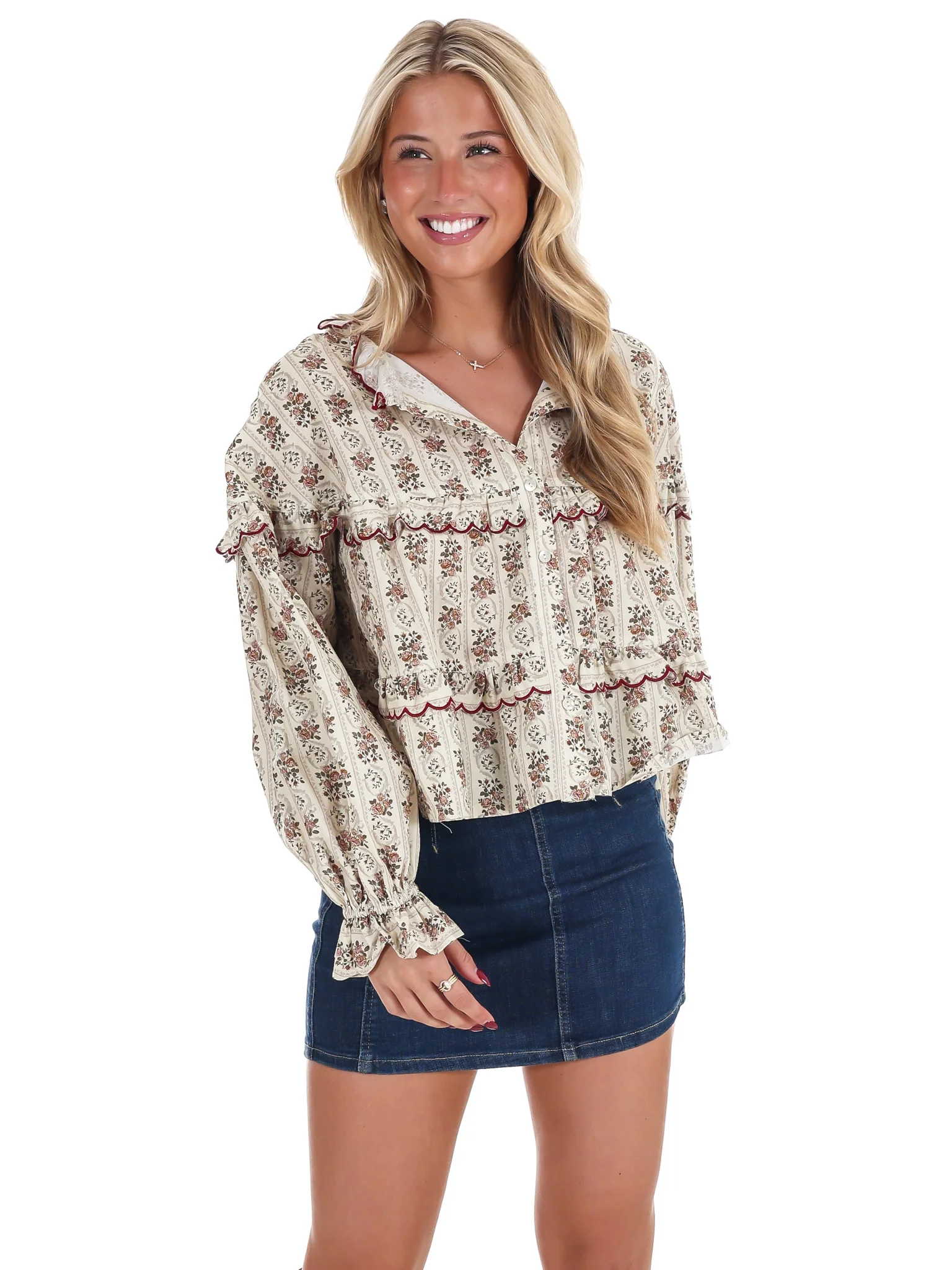 Vintage Romantic Floral Boho Top - Image 5