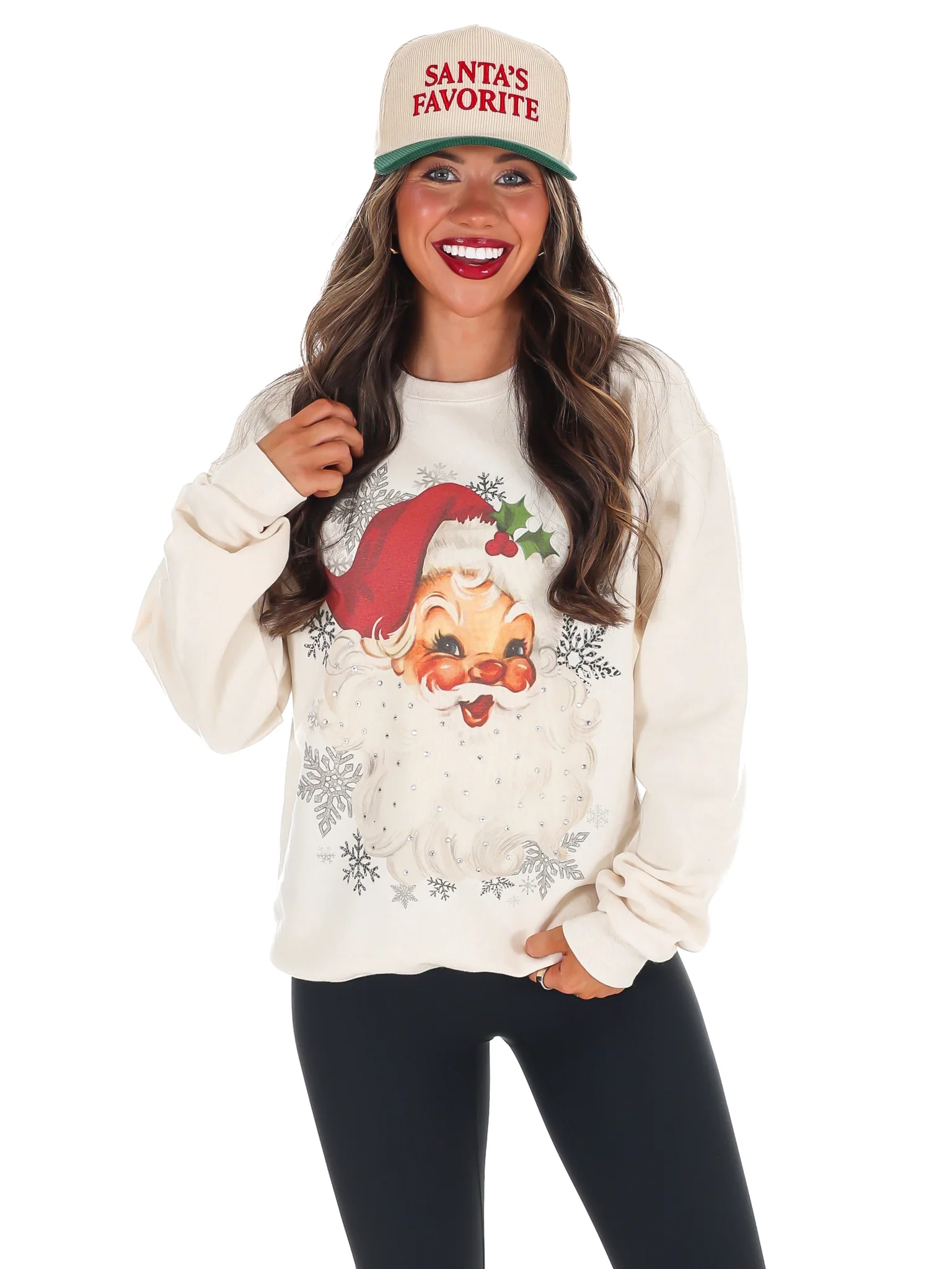 Vintage Santa Rhinestone Sweatshirt - Image 7