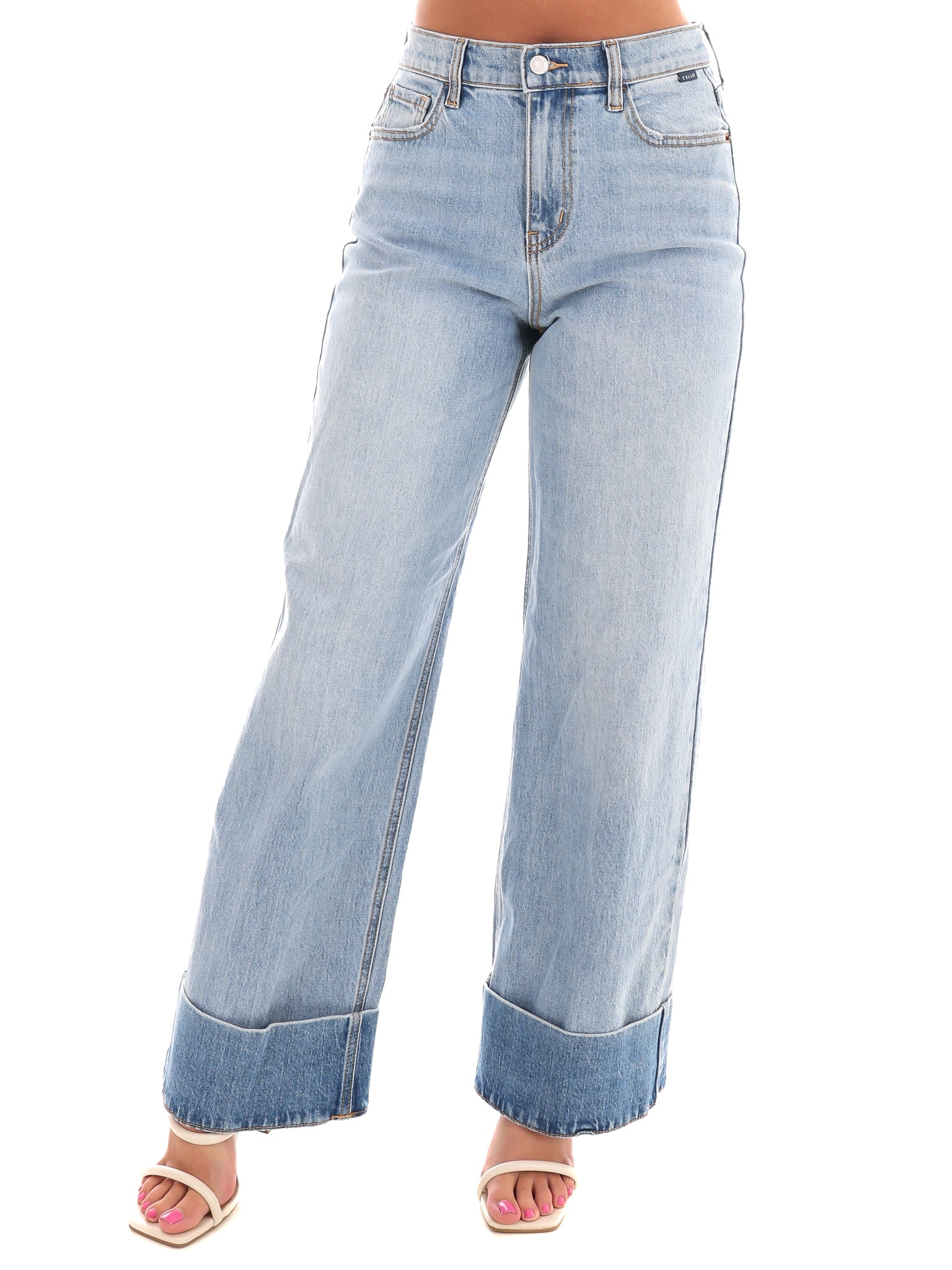 Vista High Rise Wide Leg Cuffed Jeans