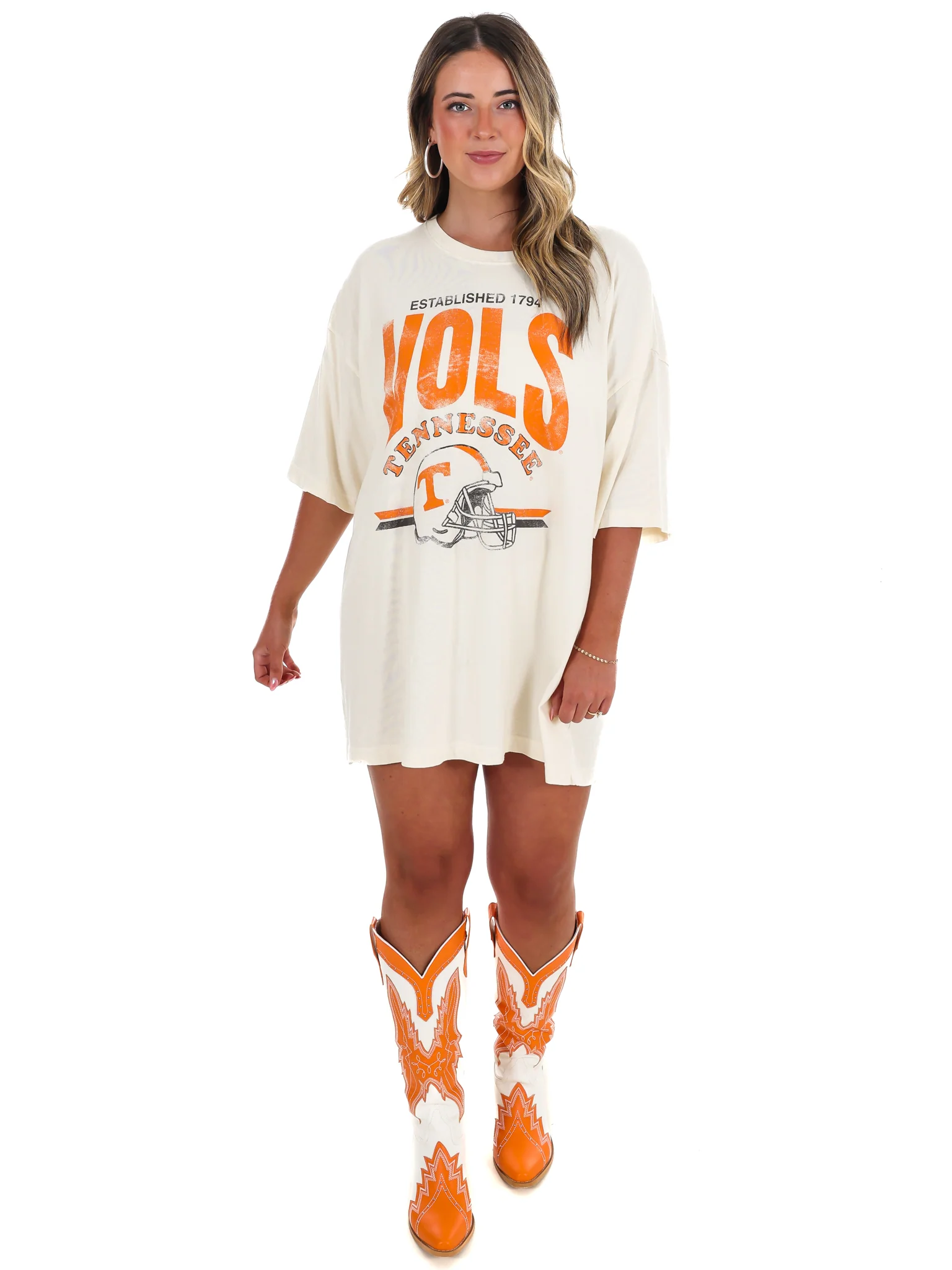 Vols Established Date Helmet Thrifted Oversized Tee - Image 6