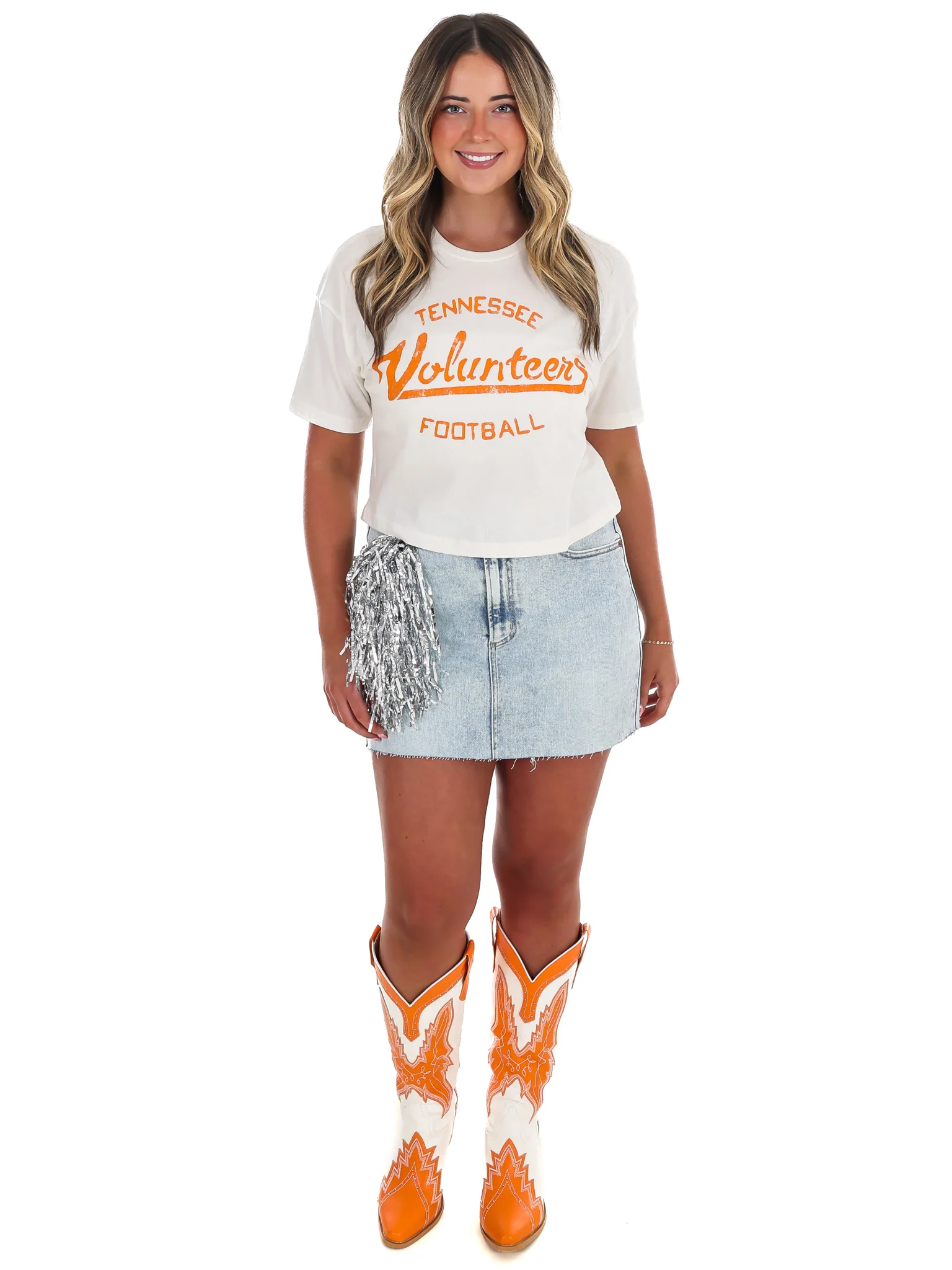 Vols Football Stencil Cropped Tee - Image 2