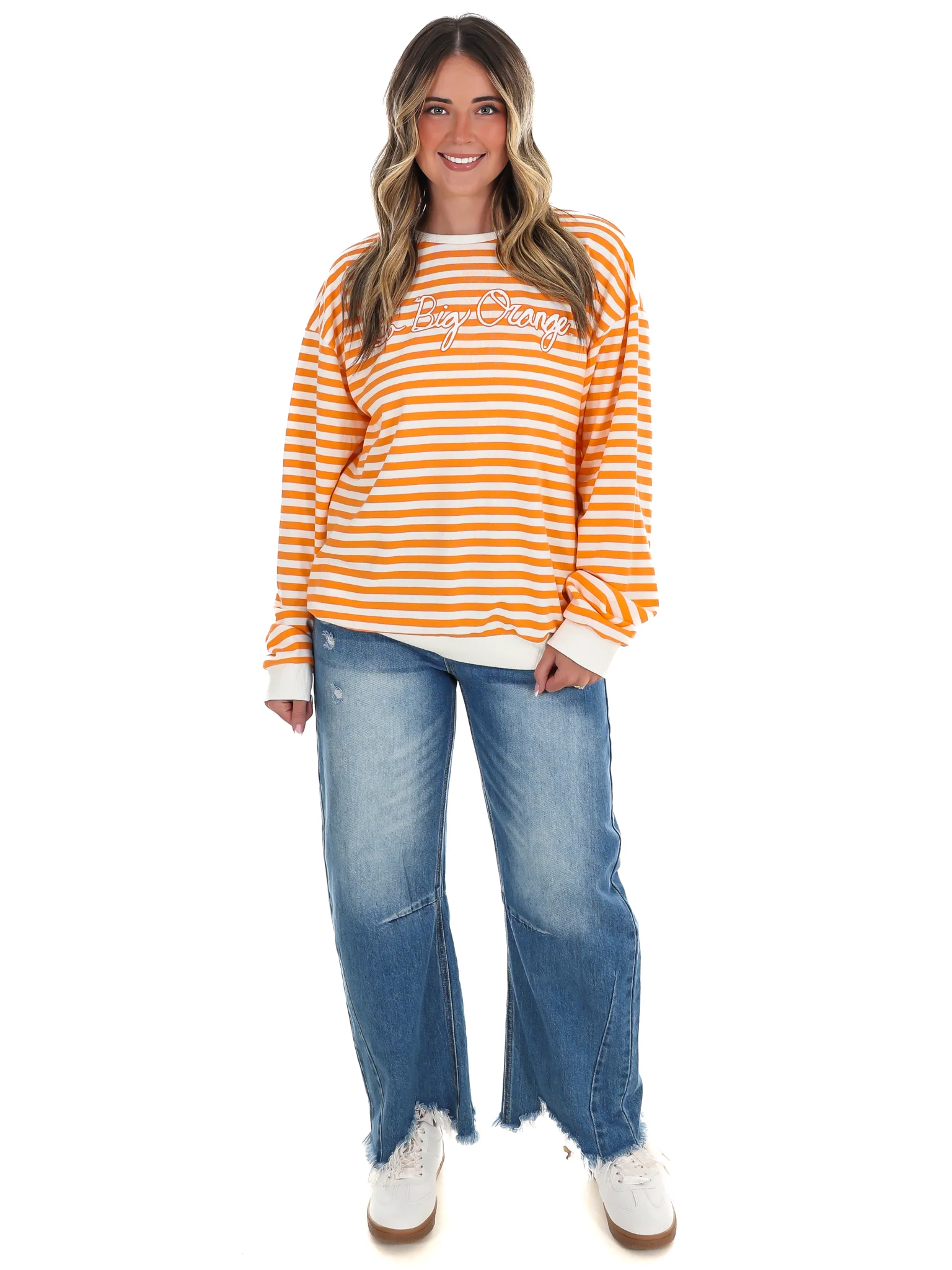 Vols Go Big Orange Simple Script Stripe Hi-Dive Sweatshirt - Image 2