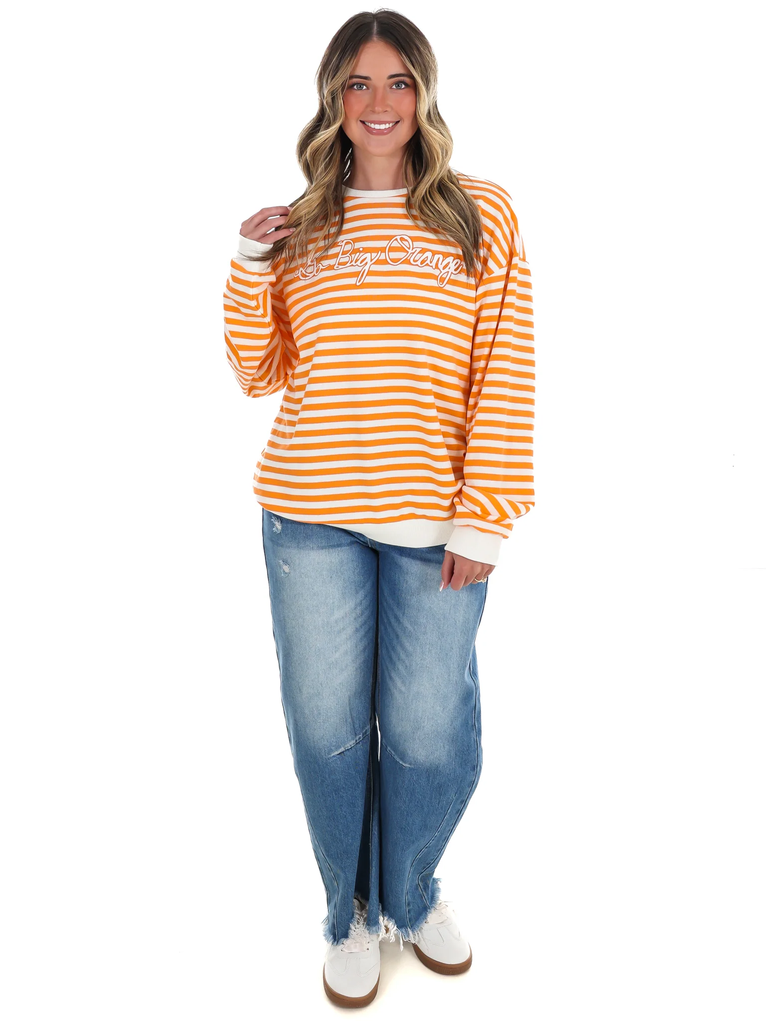 Vols Go Big Orange Simple Script Stripe Hi-Dive Sweatshirt - Image 4