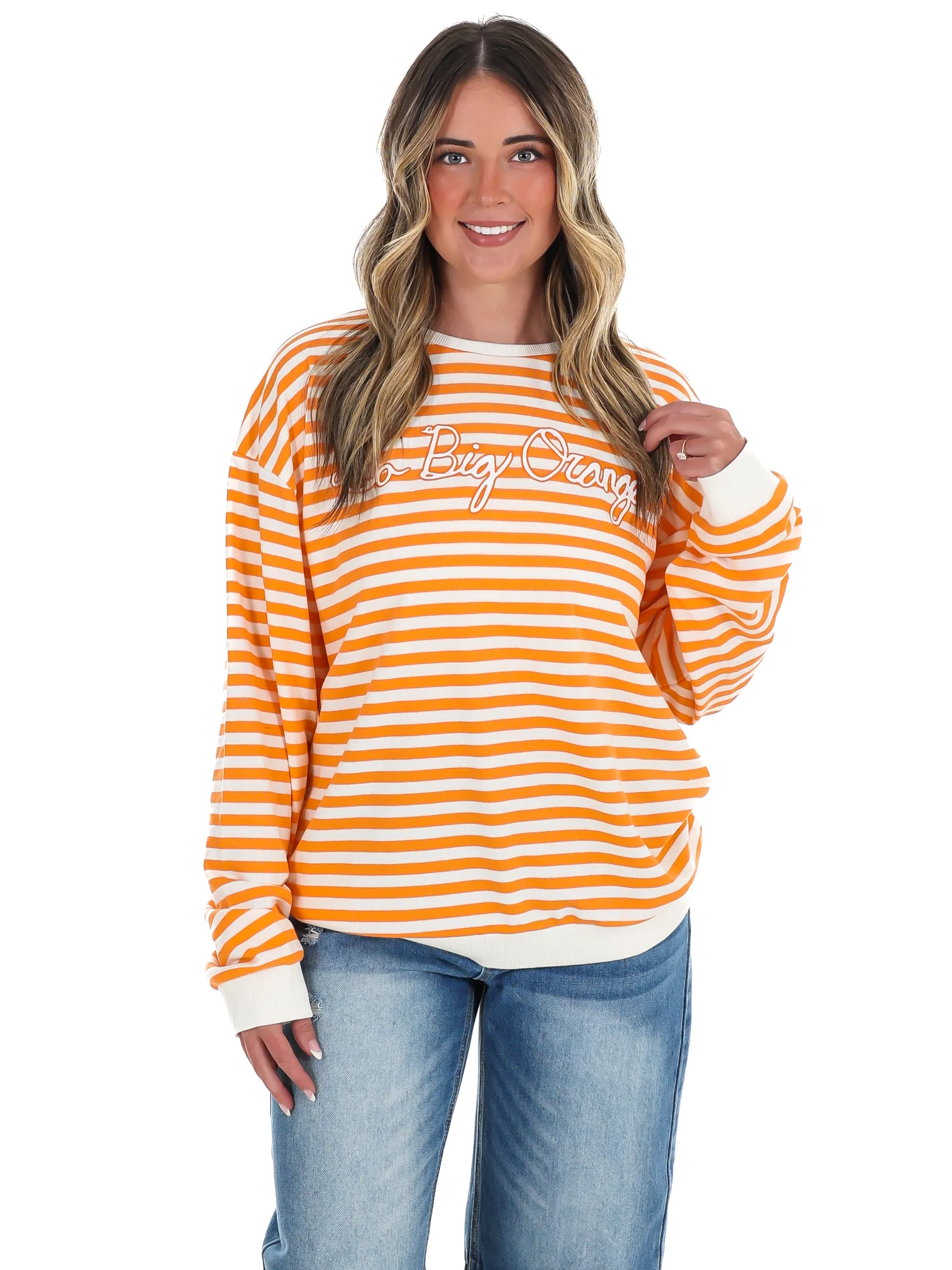 Vols Go Big Orange Simple Script Stripe Hi-Dive Sweatshirt - Image 5
