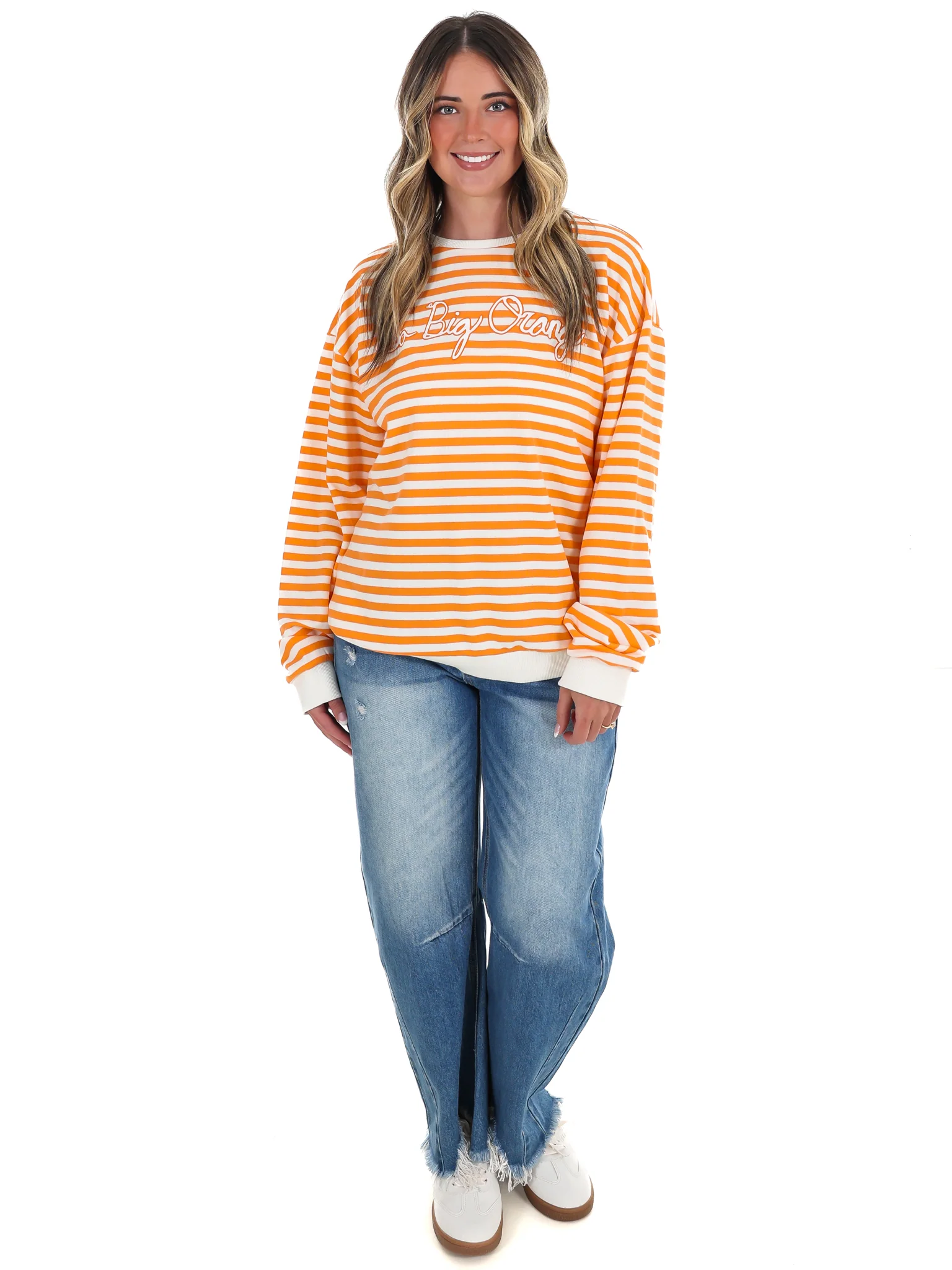 Vols Go Big Orange Simple Script Stripe Hi-Dive Sweatshirt - Image 6