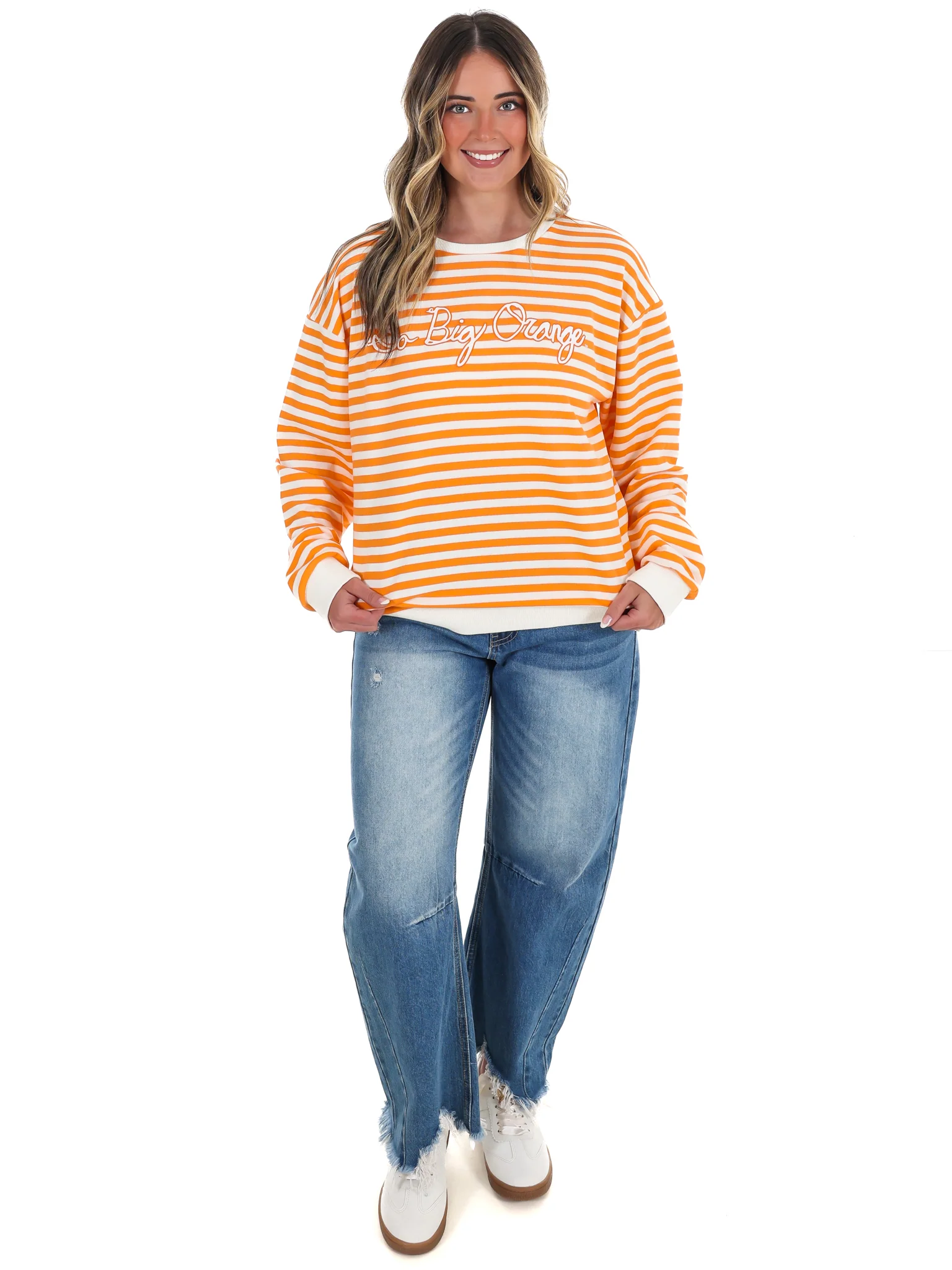 Vols Go Big Orange Simple Script Stripe Hi-Dive Sweatshirt - Image 8