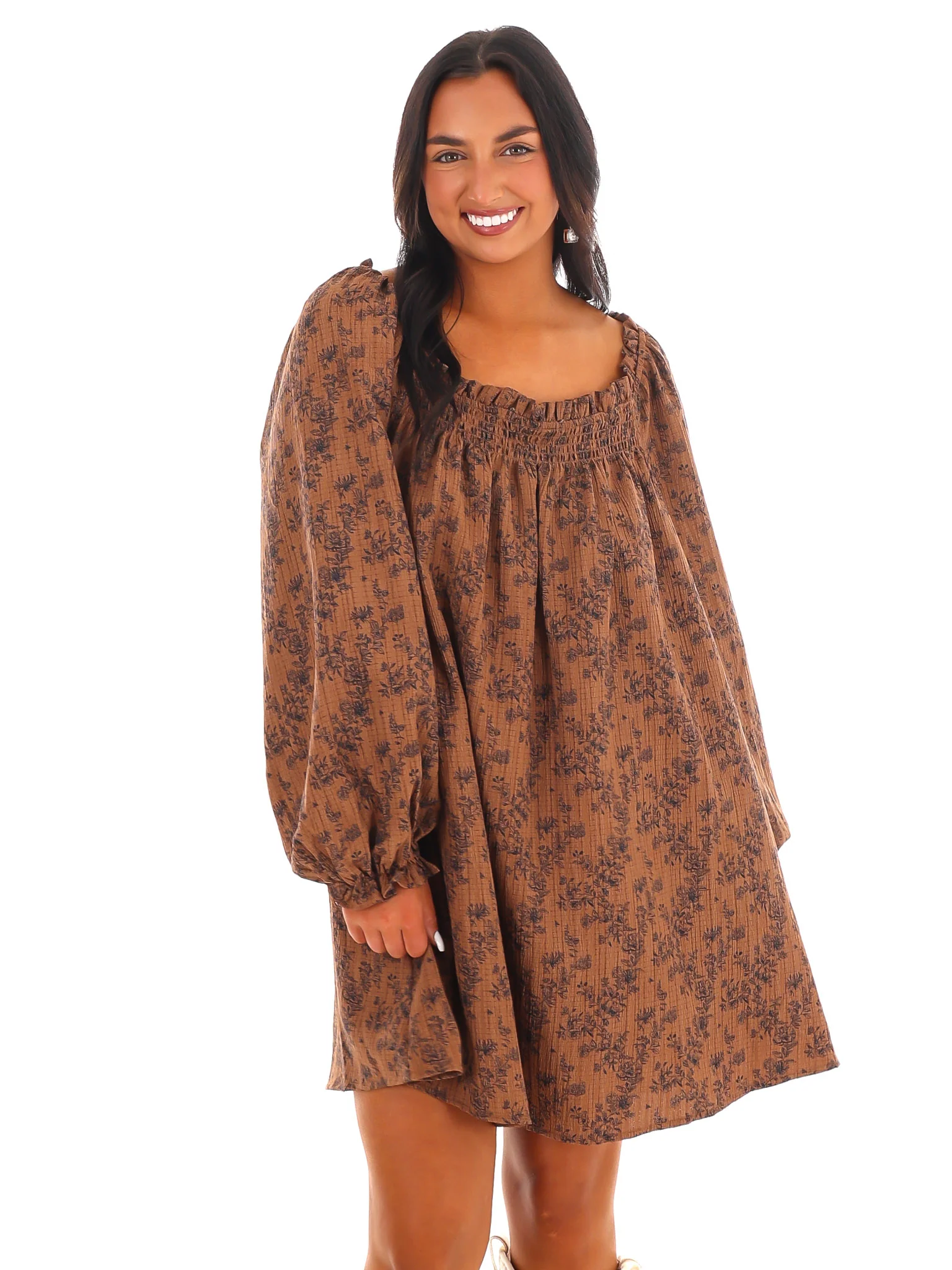 Waffle Bloom Square Neck Mini Dress - Image 12