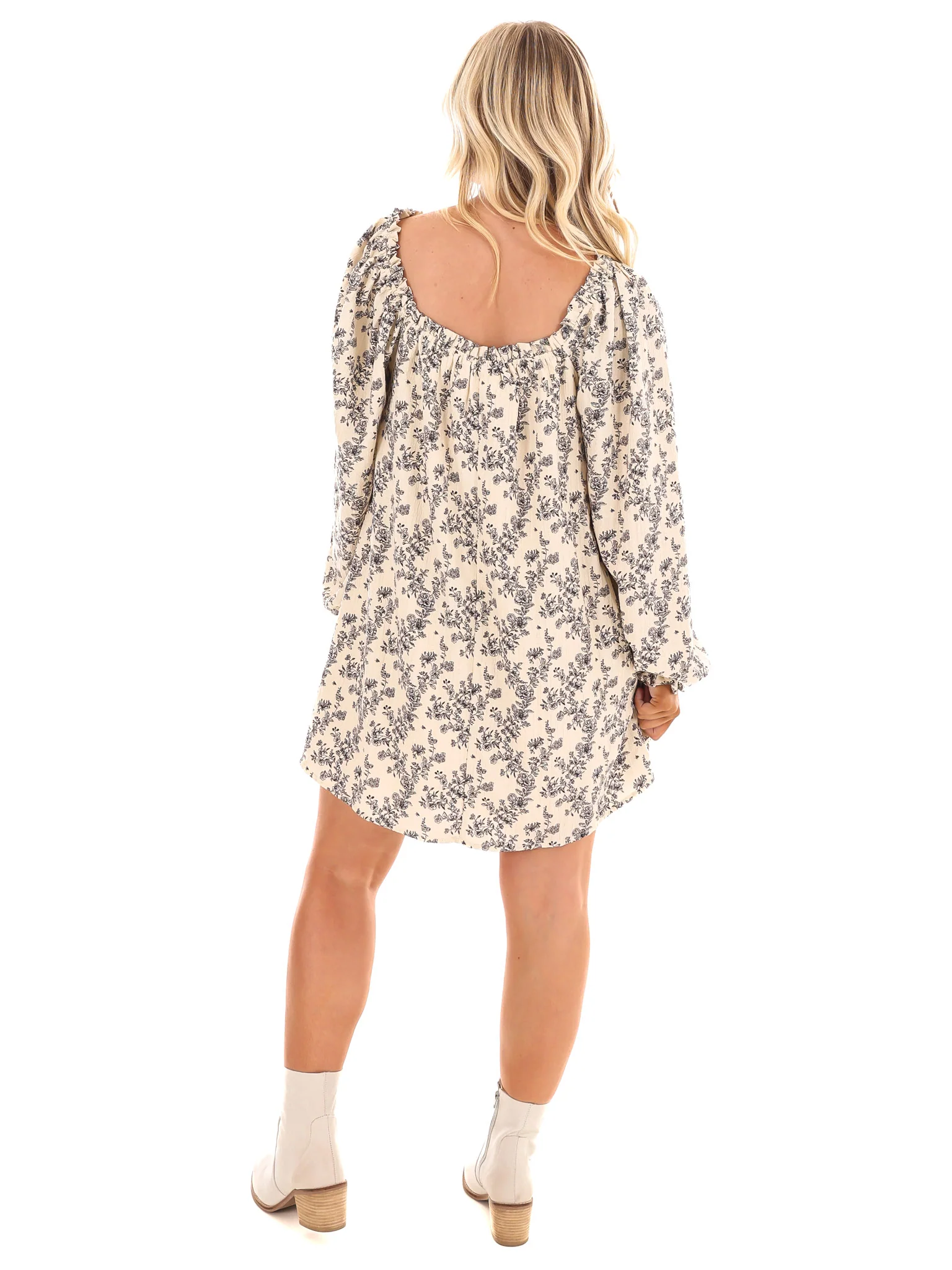 Waffle Bloom Square Neck Mini Dress - Image 7