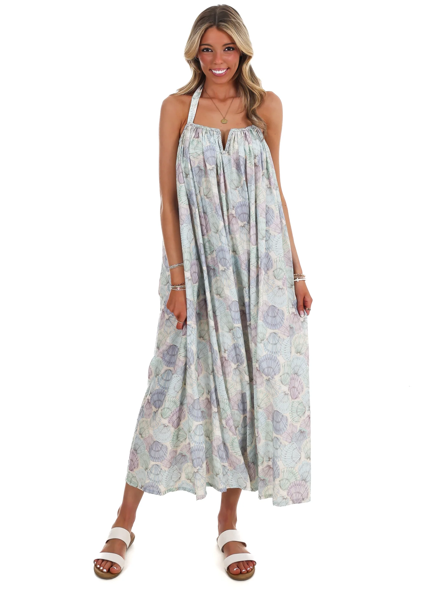 Walk on the Beach Flowy Halter Dress