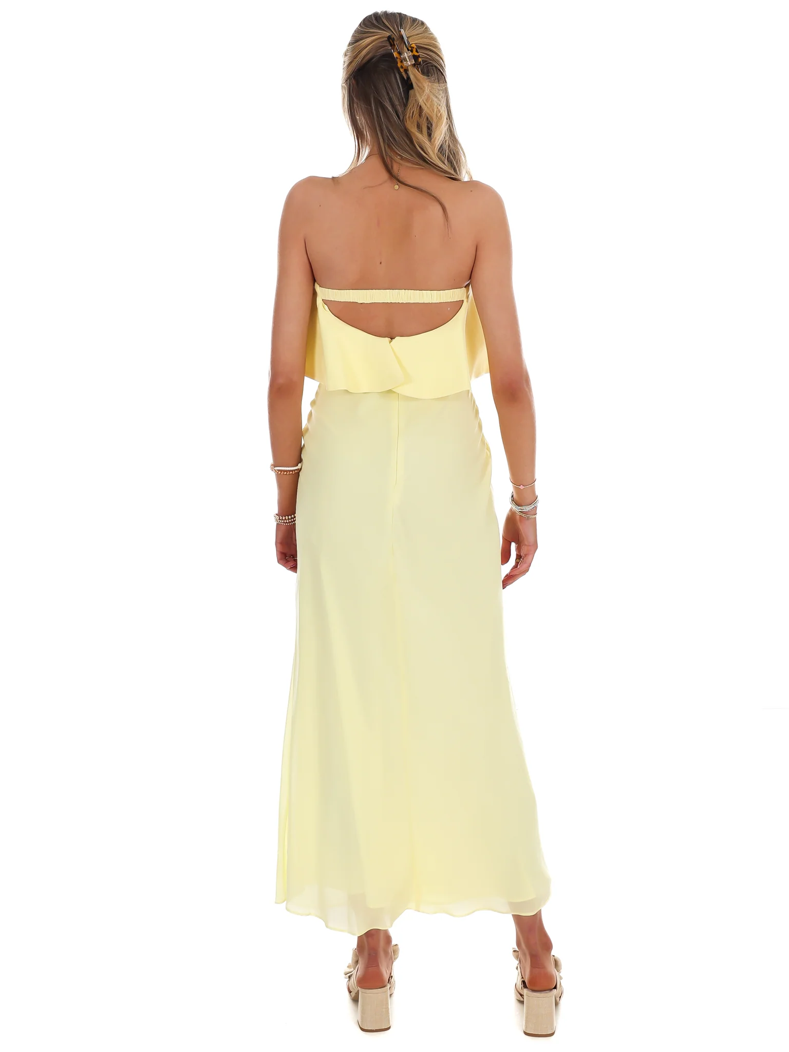 Walking On Sunshine Strapless Ruffled Maxi Dress - Image 9