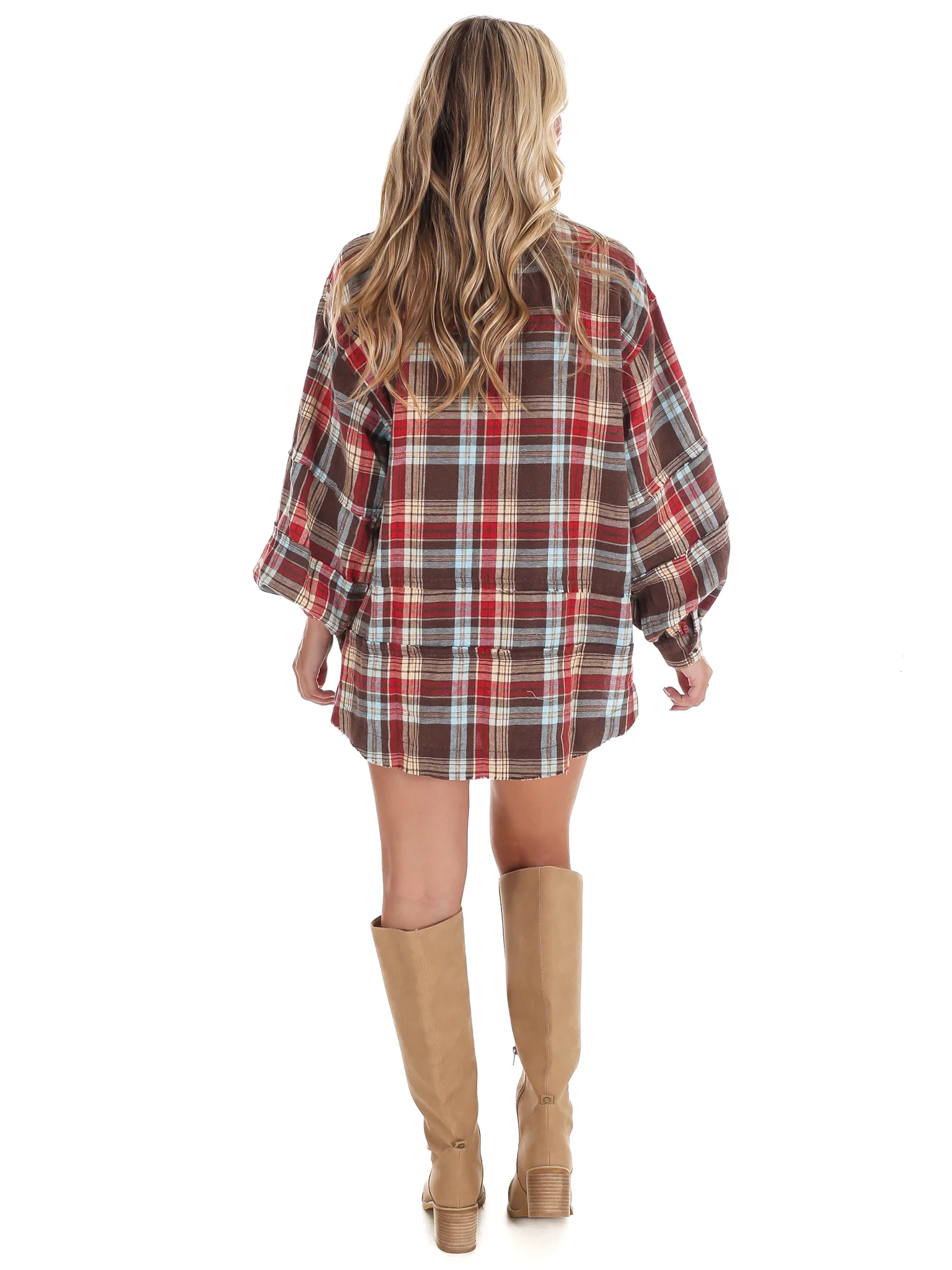 Washed Plaid Tunic Top - Image 8