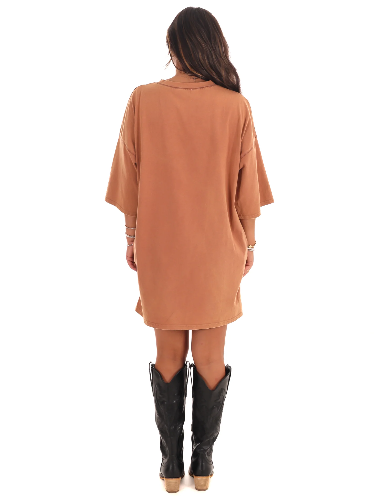 Washed Ribbon & Western Boots T-Shirt Dress - Image 8