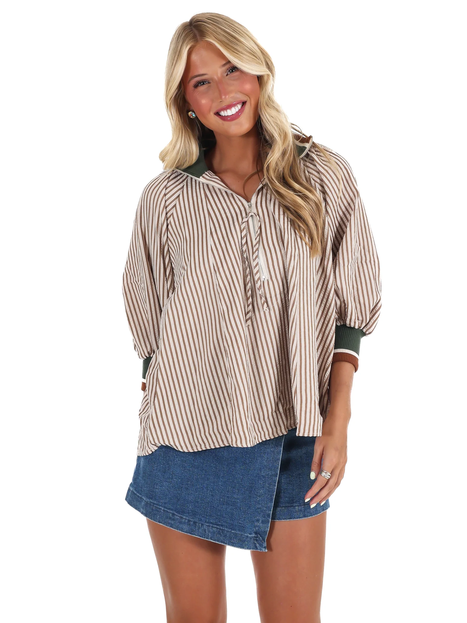 Weekend Stroll Stripe Half Zip Top - Image 3