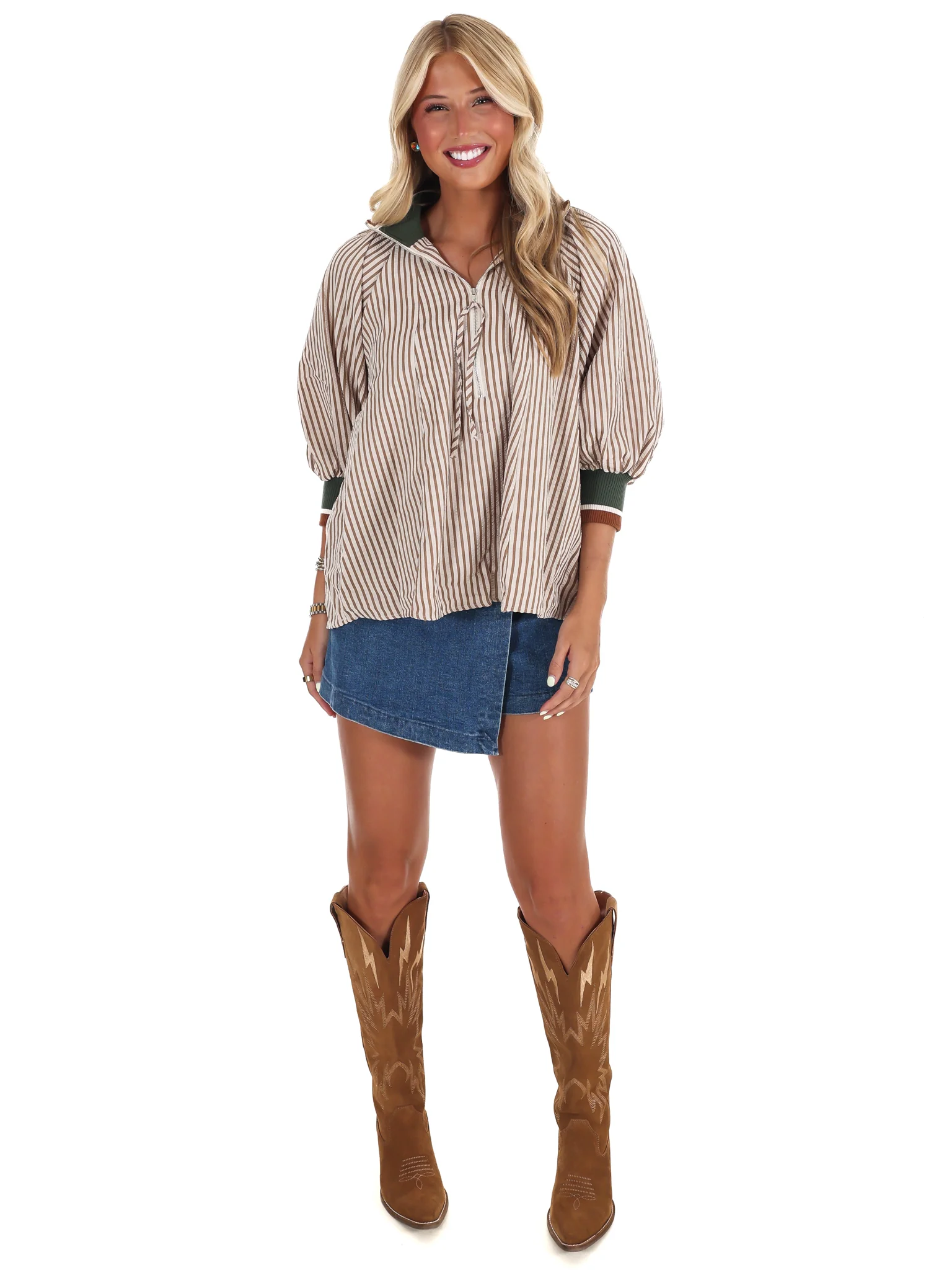 Weekend Stroll Stripe Half Zip Top - Image 4