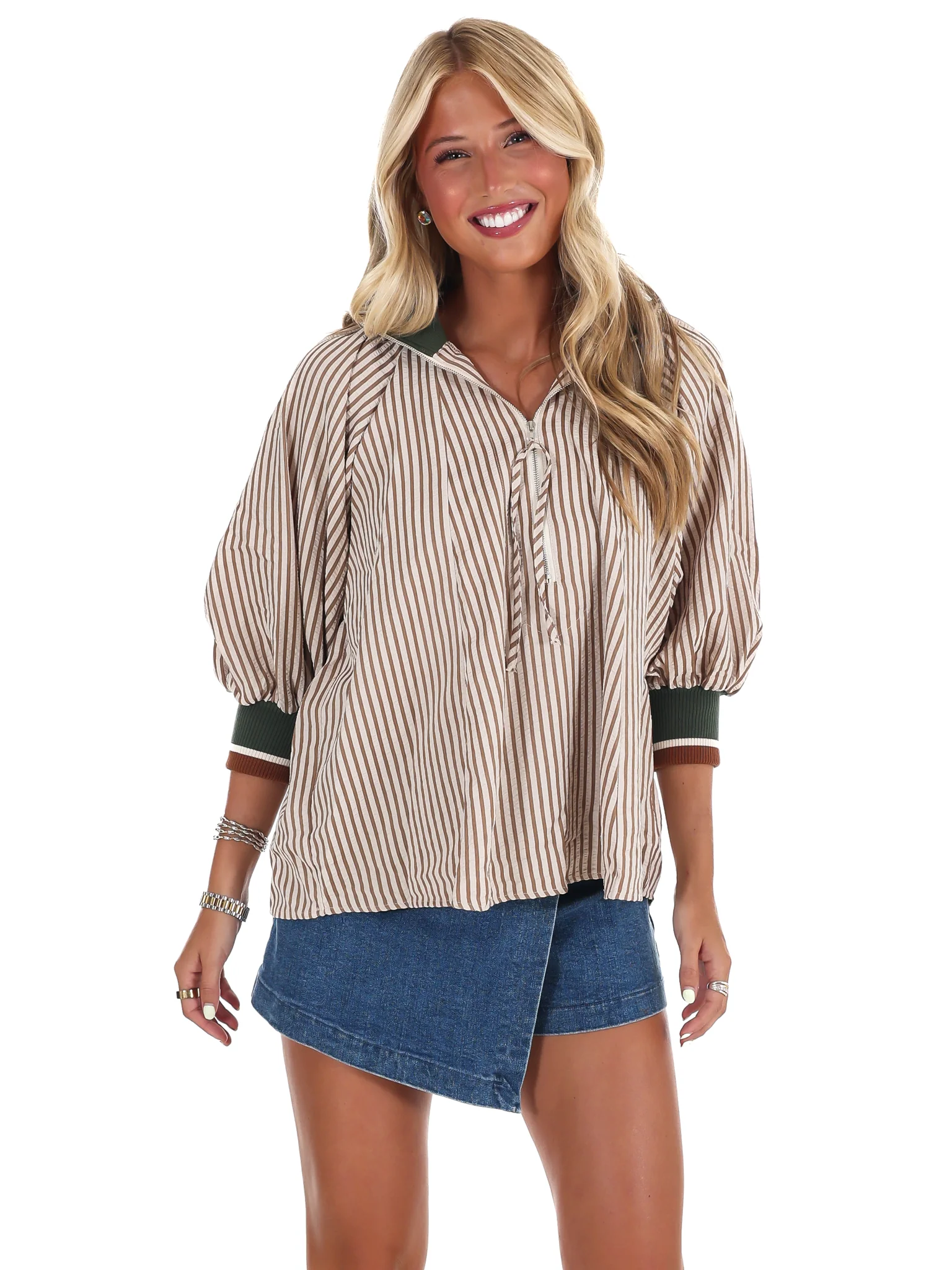 Weekend Stroll Stripe Half Zip Top - Image 5