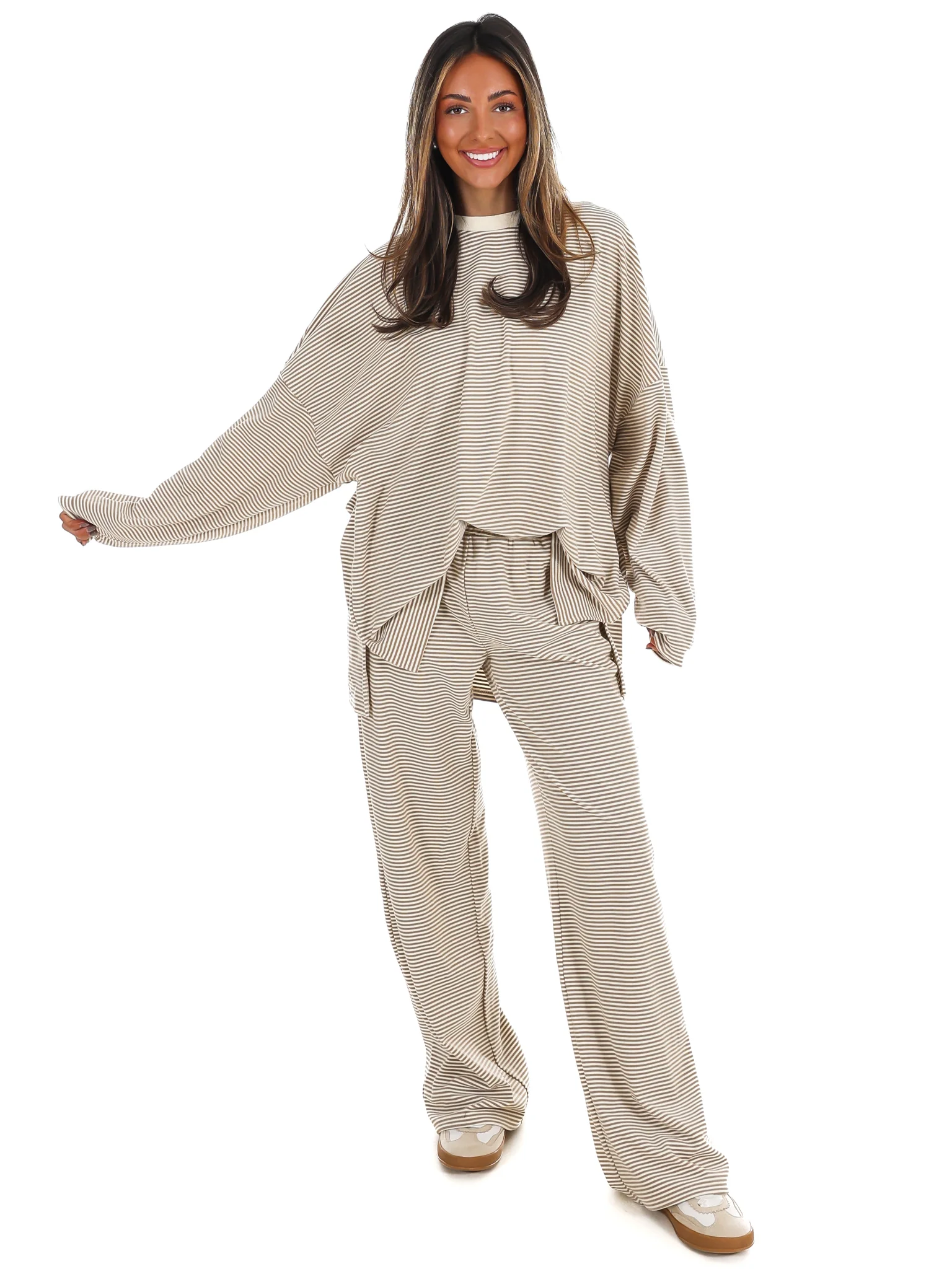 Well Defined Stripe Fleece Oversized Top - Image 10