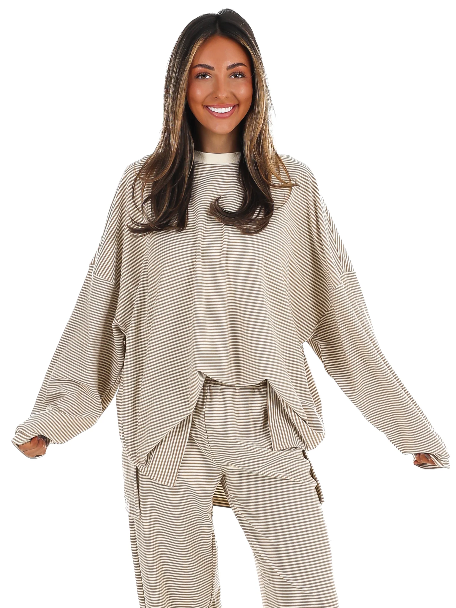 Well Defined Stripe Fleece Oversized Top - Image 11