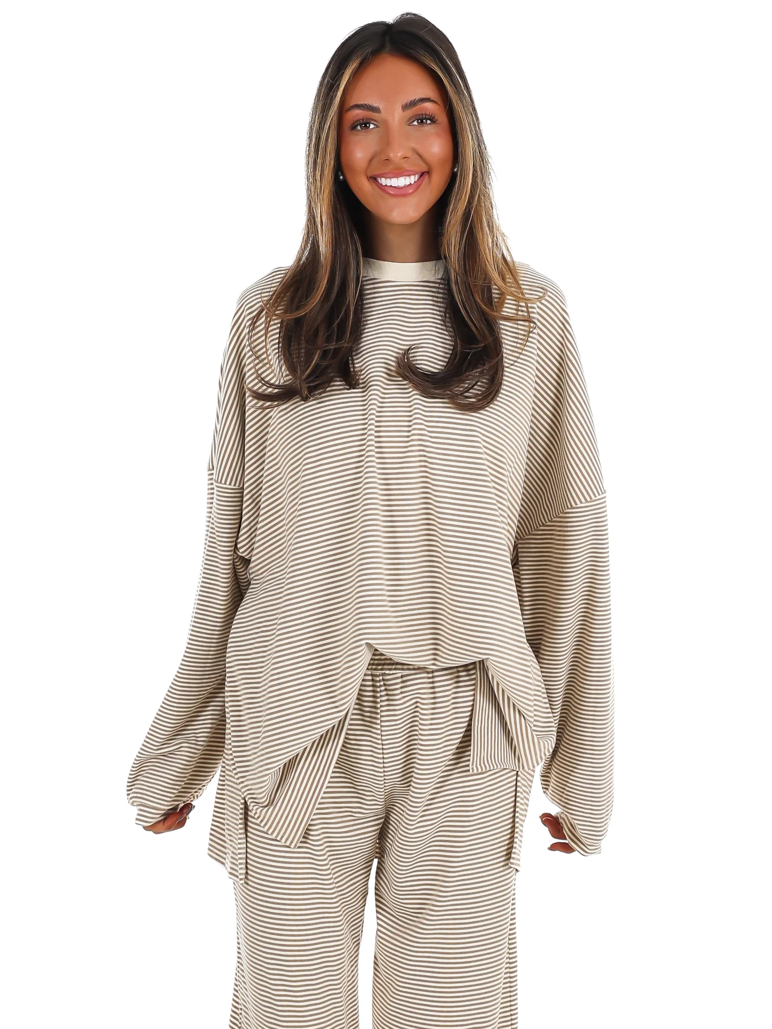Well Defined Stripe Fleece Oversized Top - Image 13