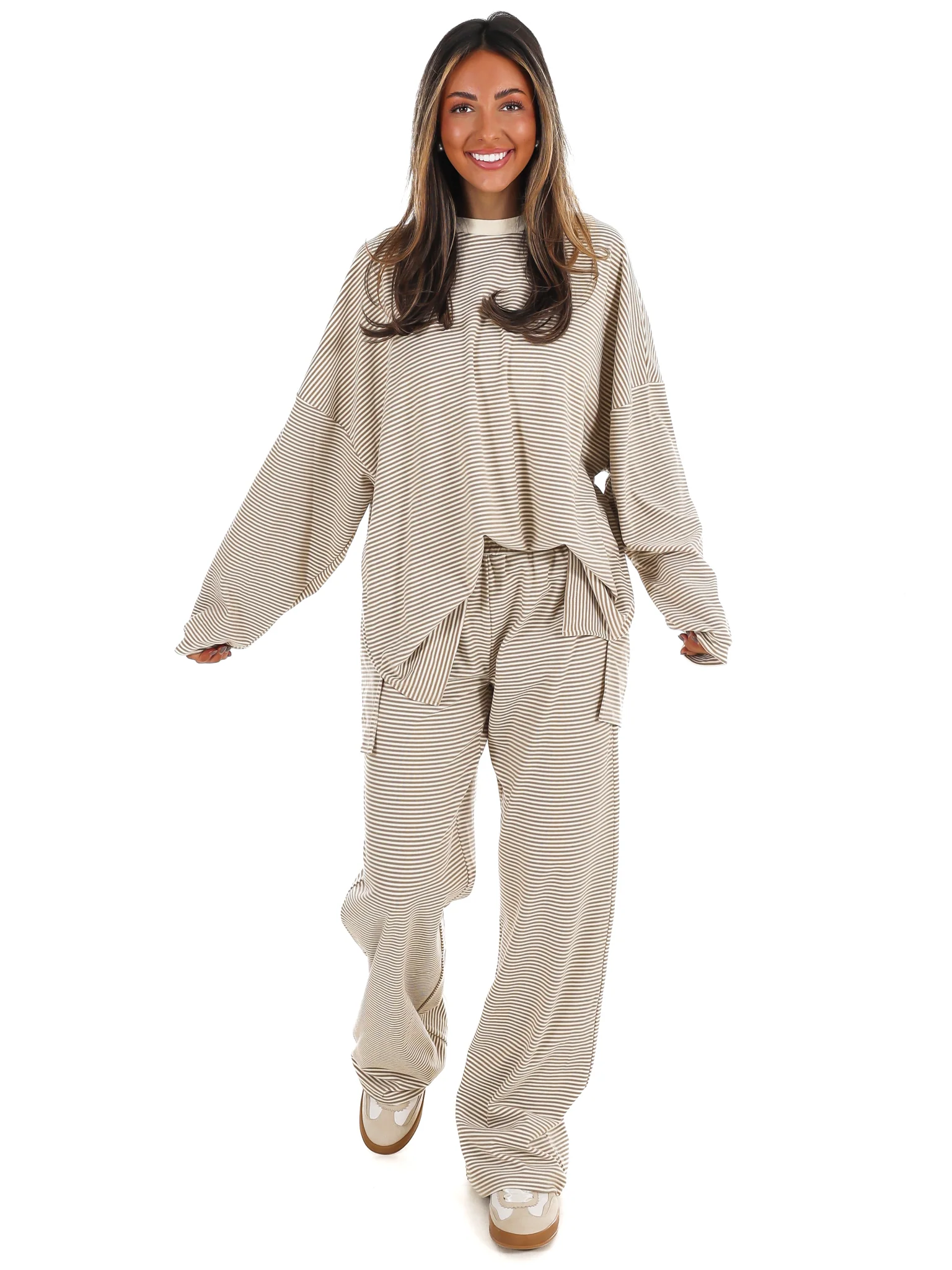 Well Defined Stripe Fleece Oversized Top - Image 14