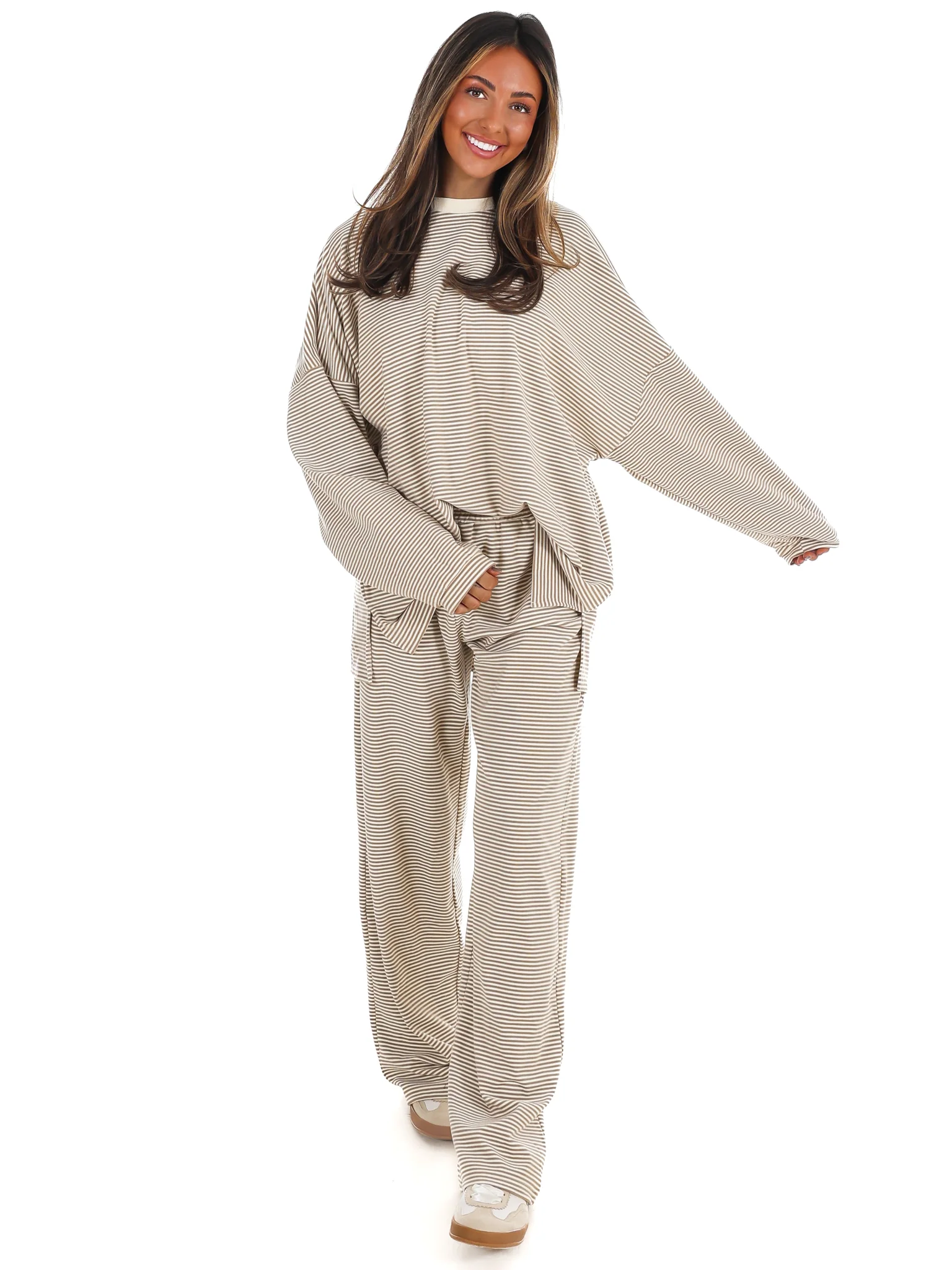Well Defined Stripe Fleece Oversized Top - Image 15