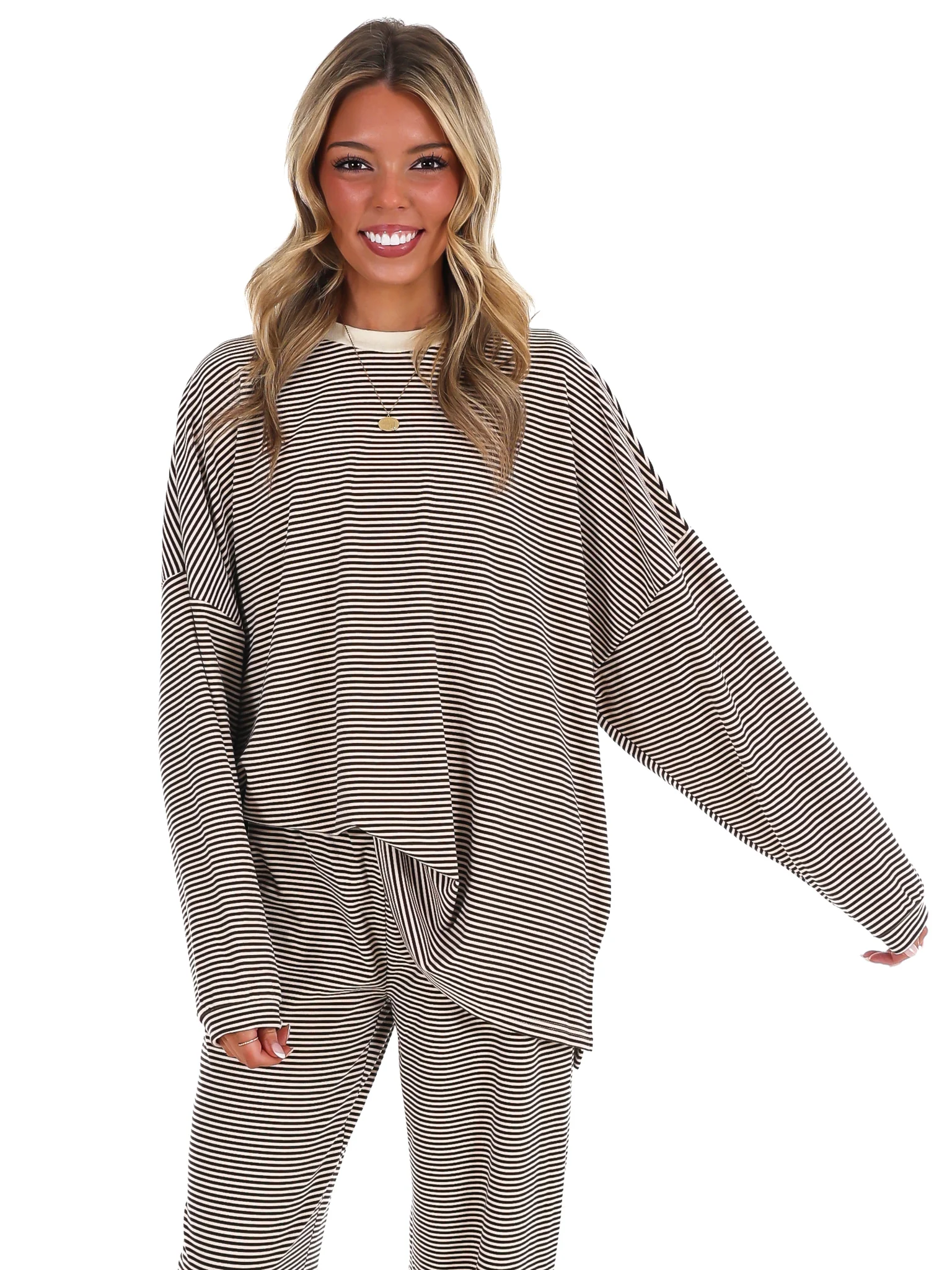 Well Defined Stripe Fleece Oversized Top - Image 3