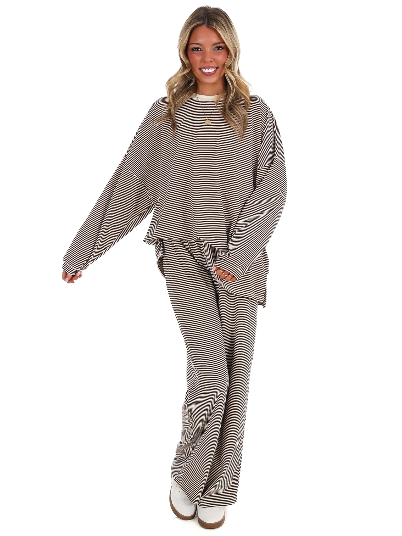 Well Defined Stripe Fleece Oversized Top - Image 4