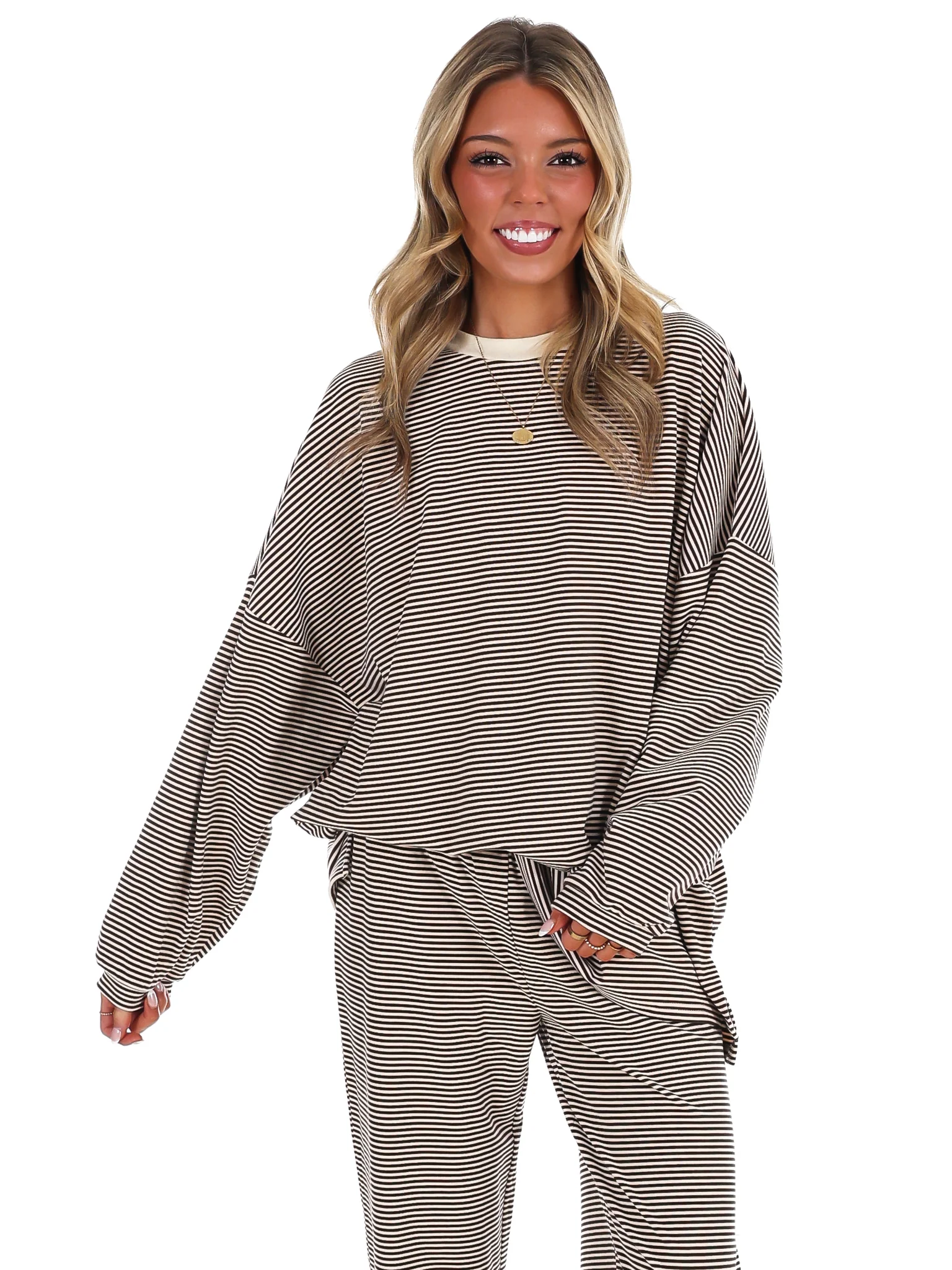 Well Defined Stripe Fleece Oversized Top - Image 5
