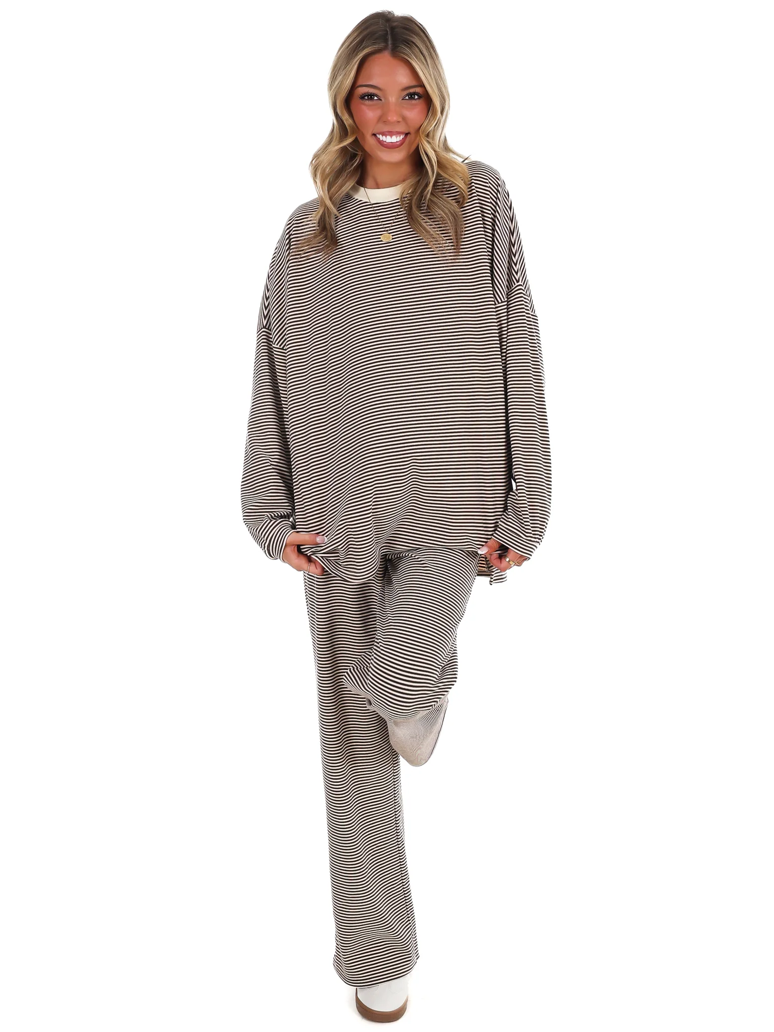 Well Defined Stripe Fleece Oversized Top - Image 6