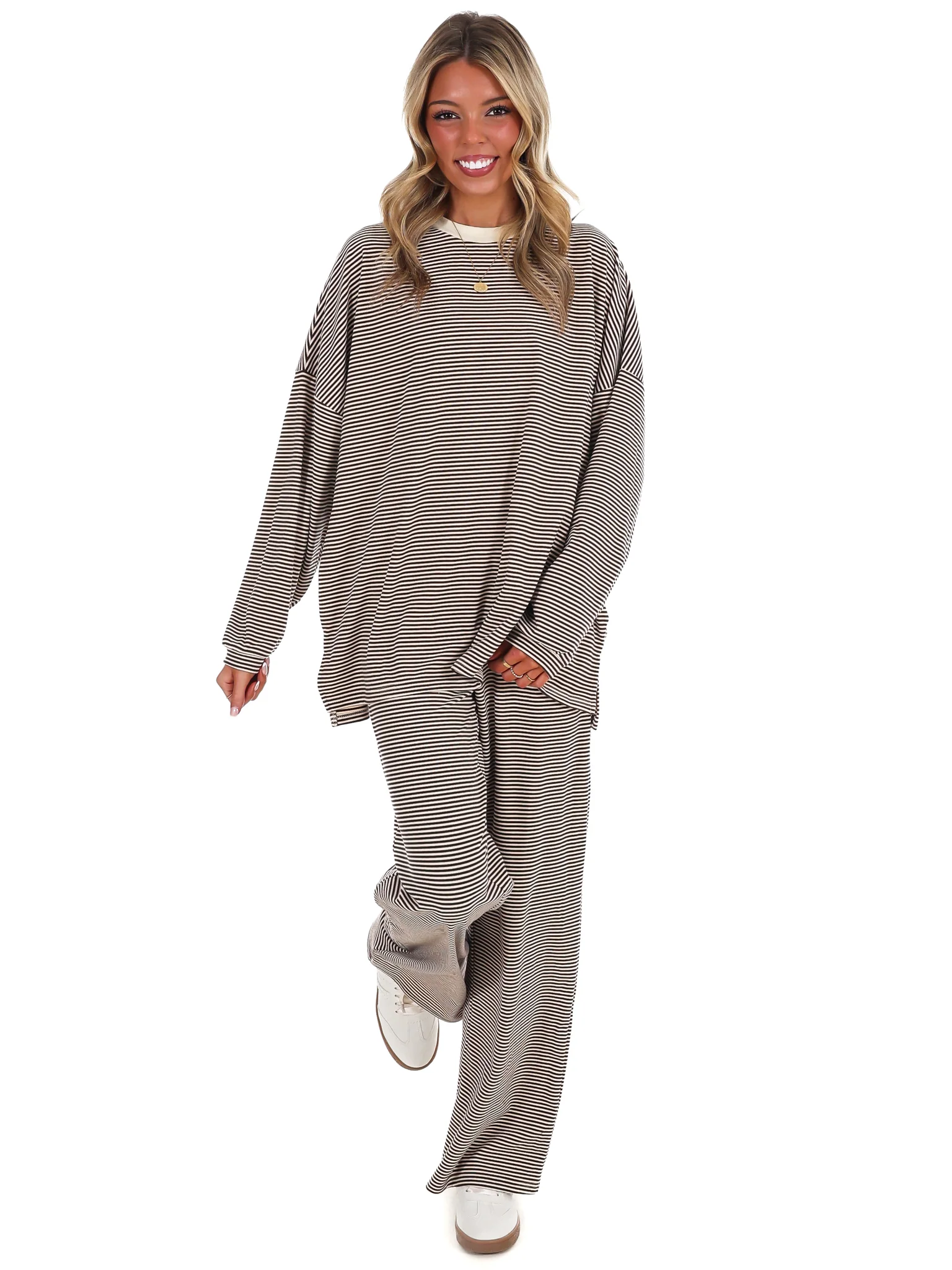 Well Defined Stripe Fleece Oversized Top - Image 7