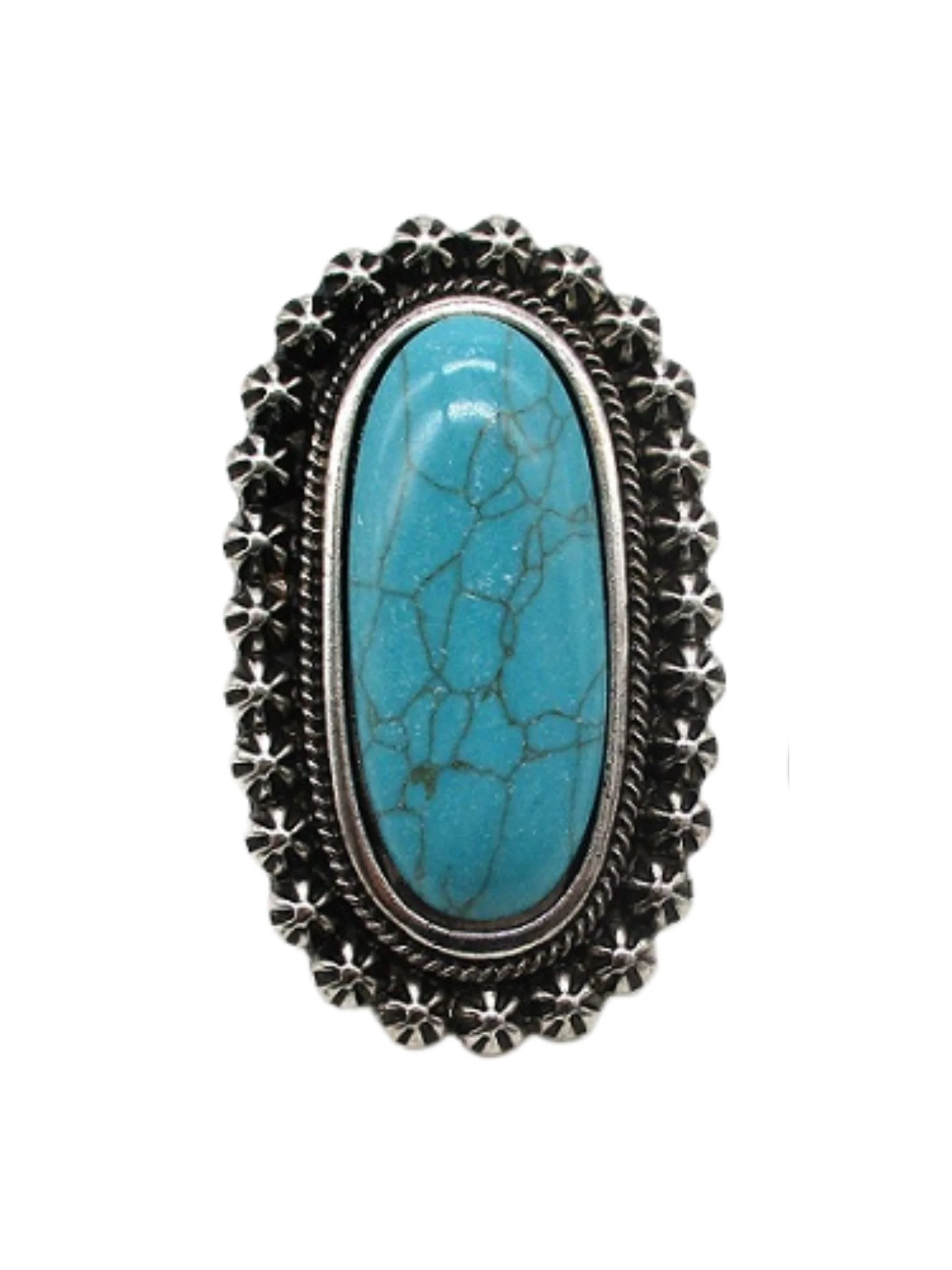 Western Oval Turquoise Cuff Ring