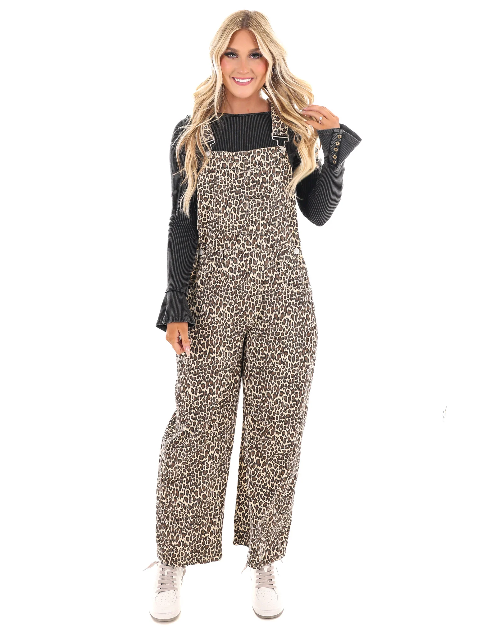 Wild & Free Leopard Slouchy Barrel Overalls - Image 4