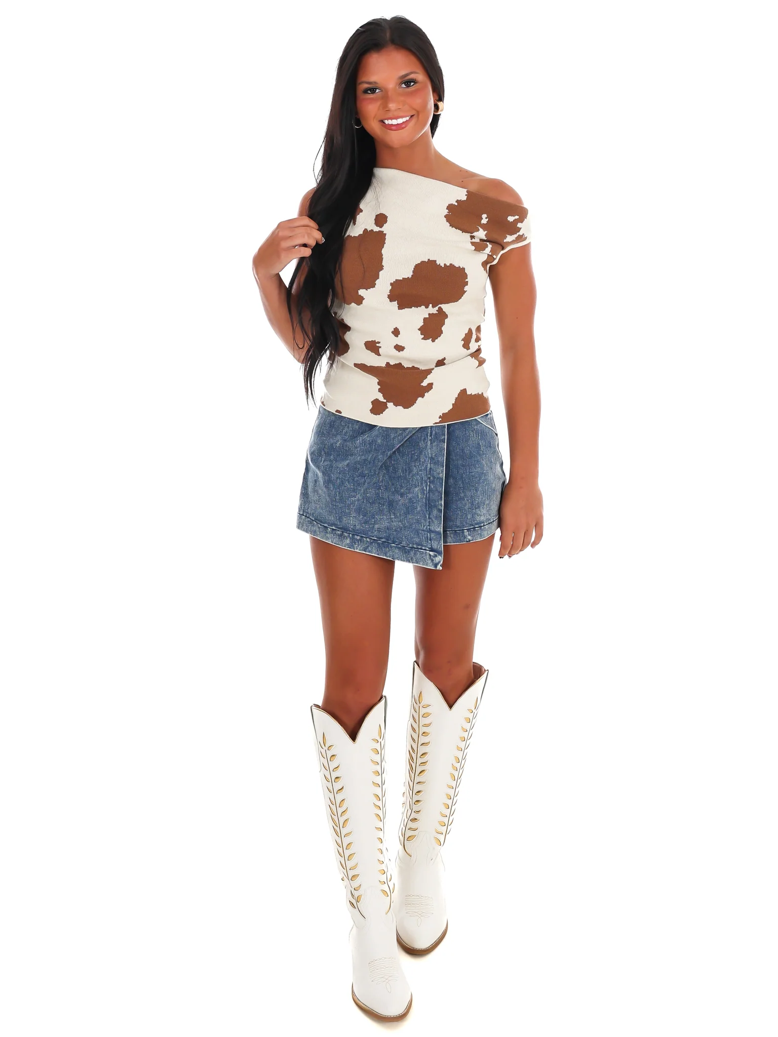 Wild Range Asymmetrical Print Sweater Top - Image 2