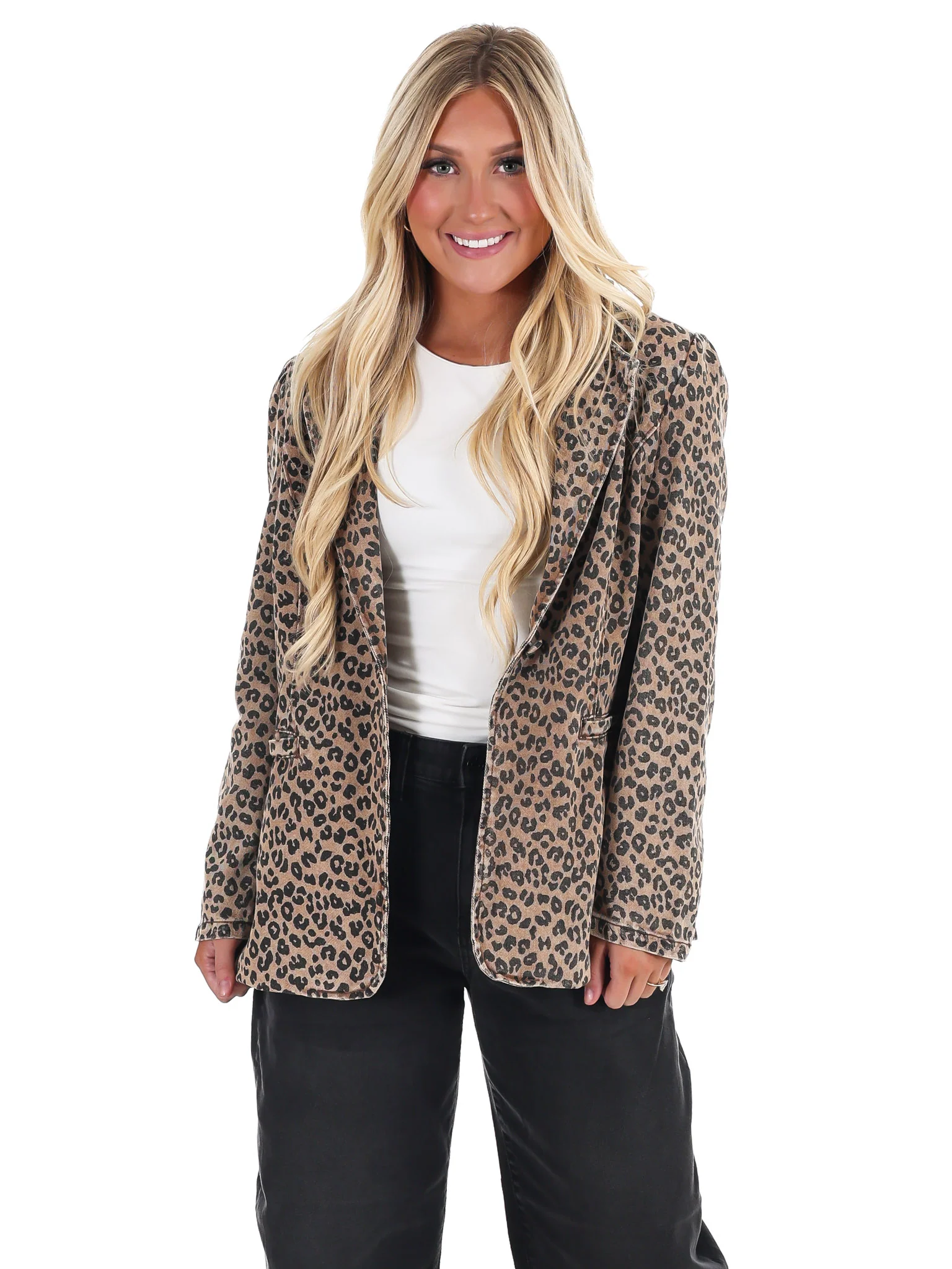 Wild Side Leopard Denim Blazer - Image 3