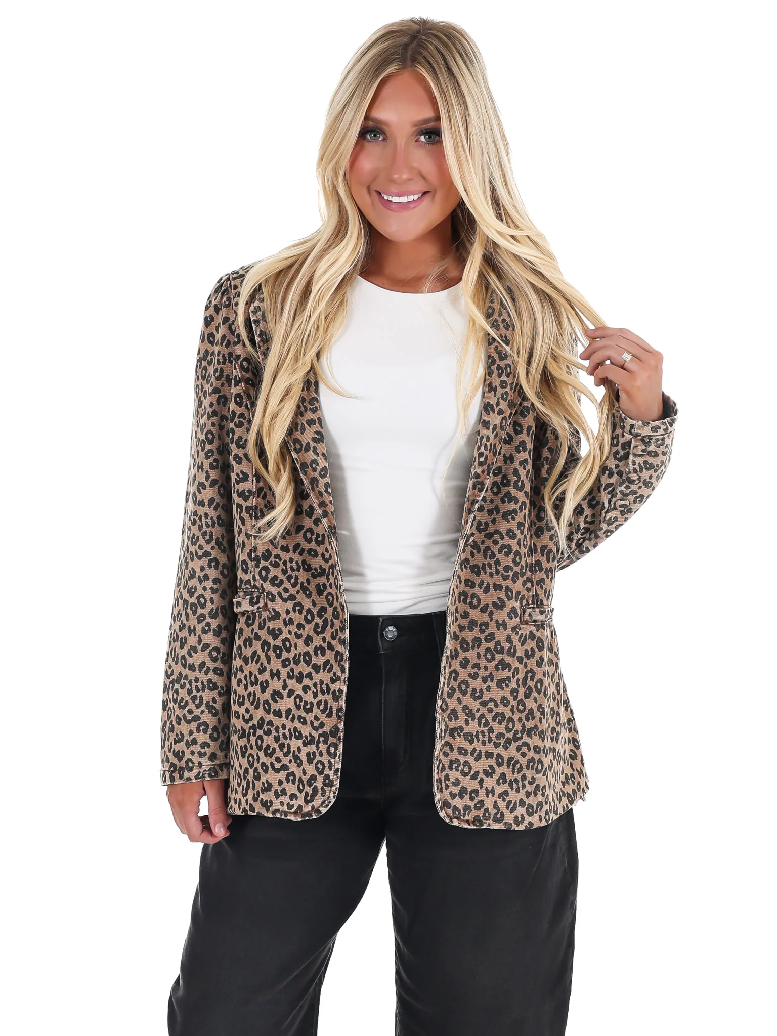 Wild Side Leopard Denim Blazer - Image 5