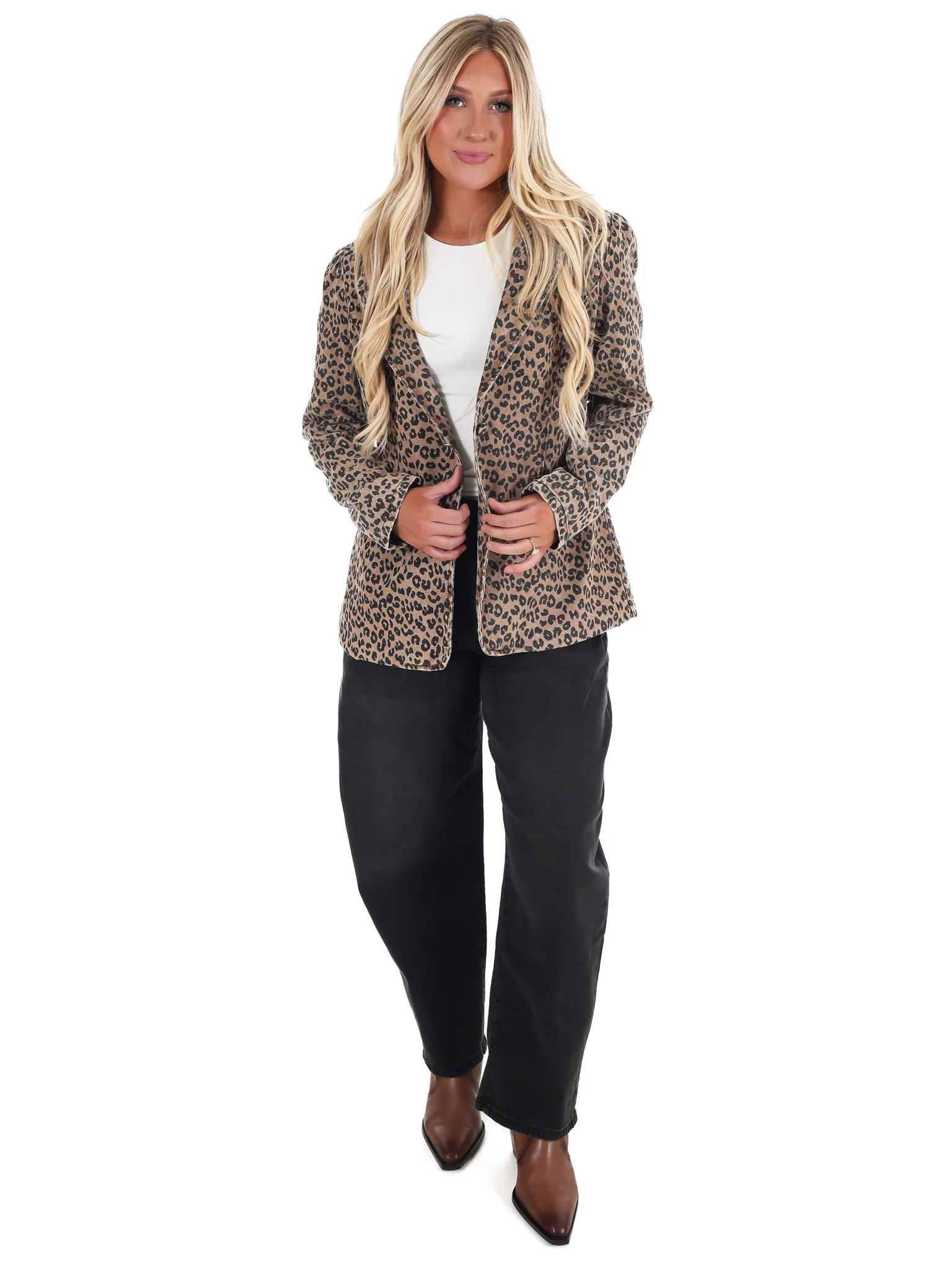 Wild Side Leopard Denim Blazer - Image 6