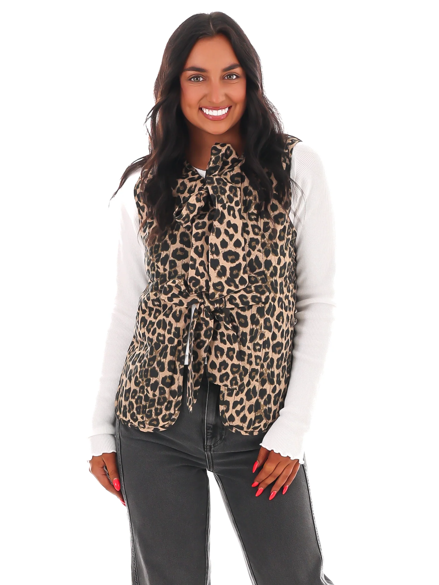 Wild Spirit Leopard Front Tie Vest - Image 3