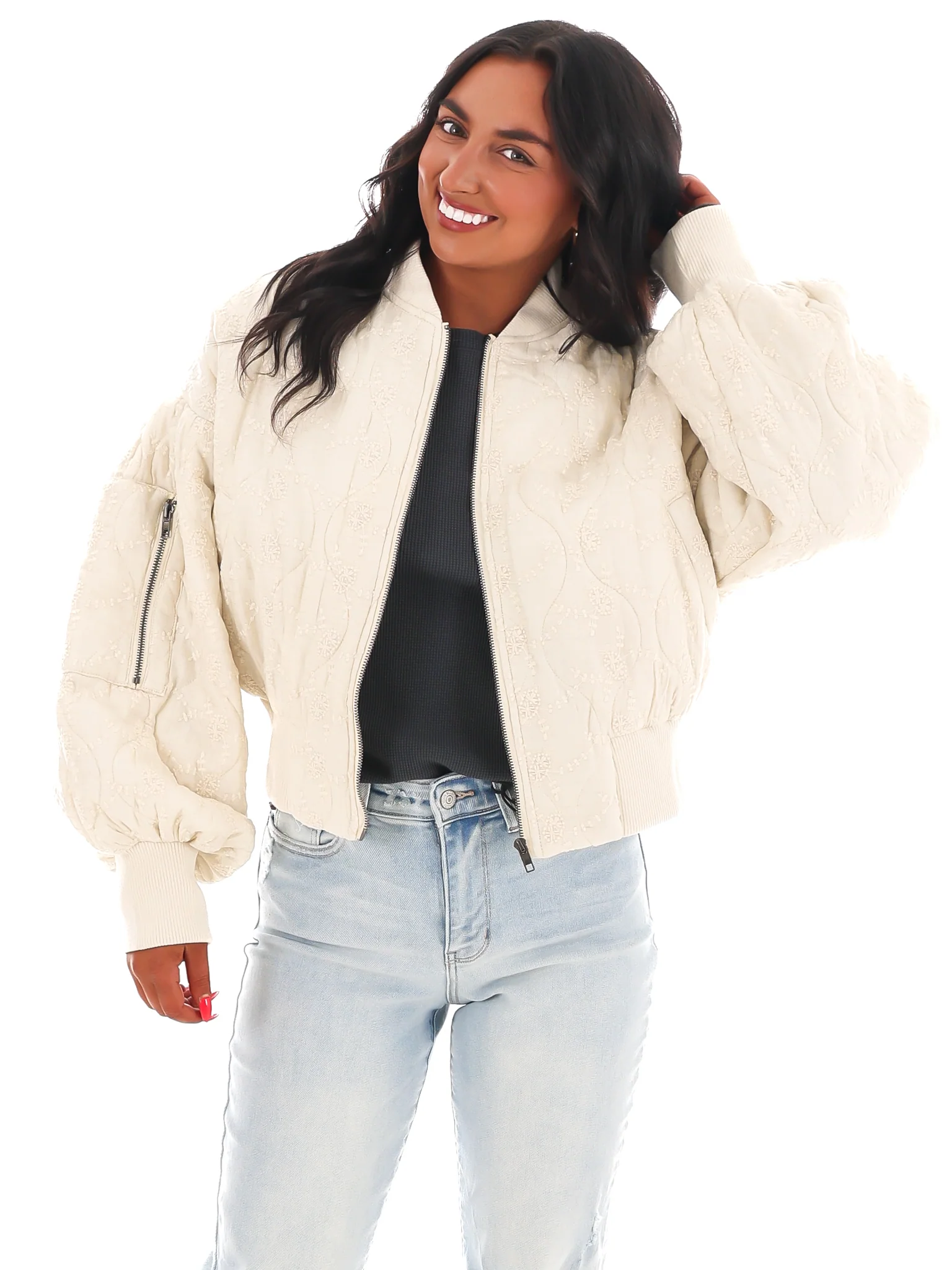 Wildflower Embroidered Bomber Jacket - Image 5