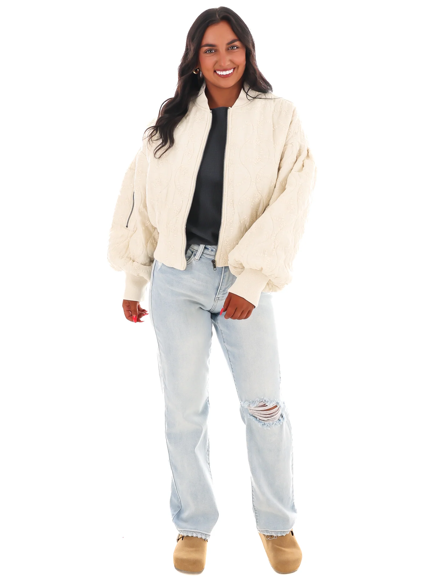 Wildflower Embroidered Bomber Jacket - Image 6