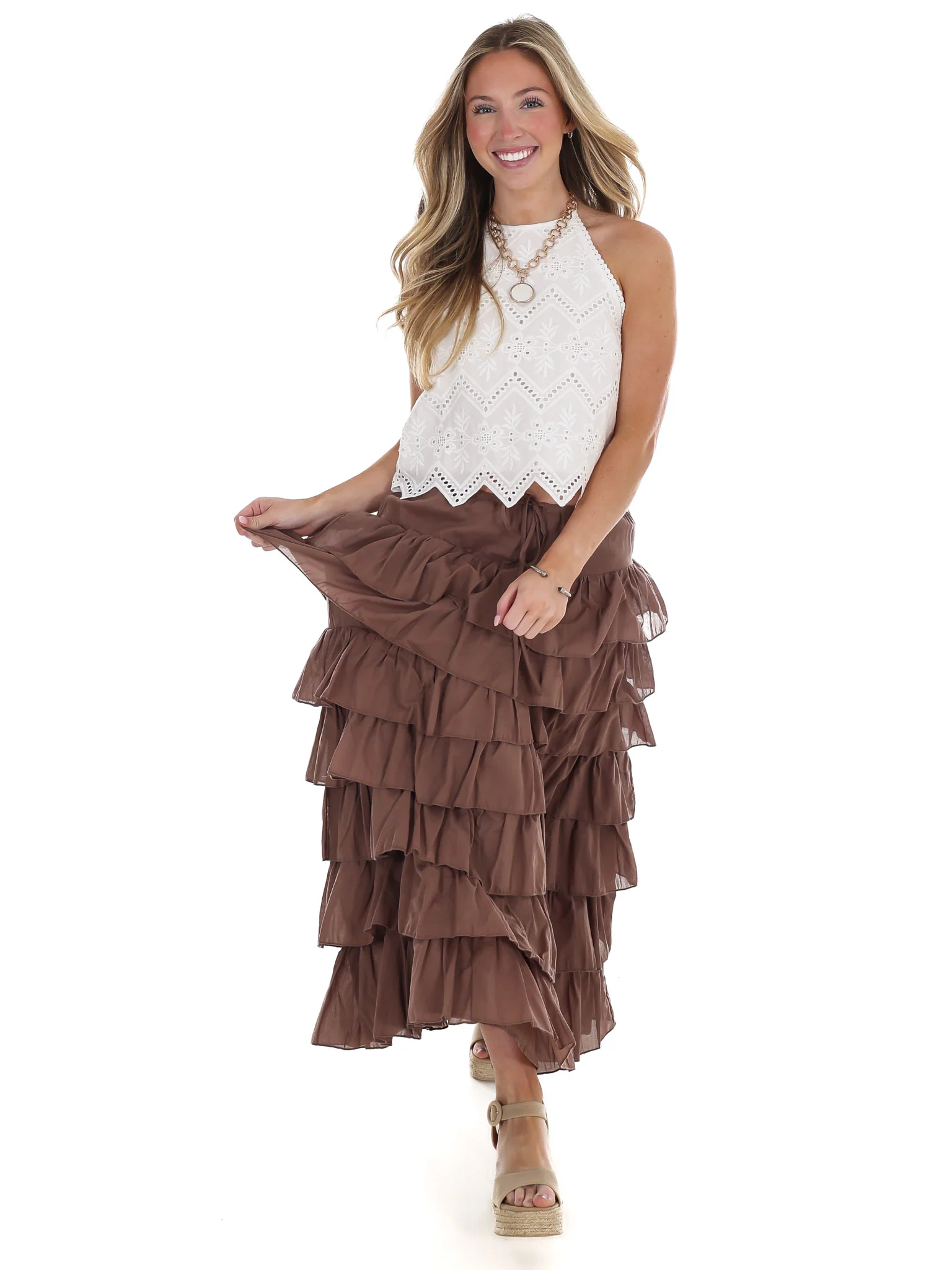 With A Smile Eyelet Halter Top - Image 2