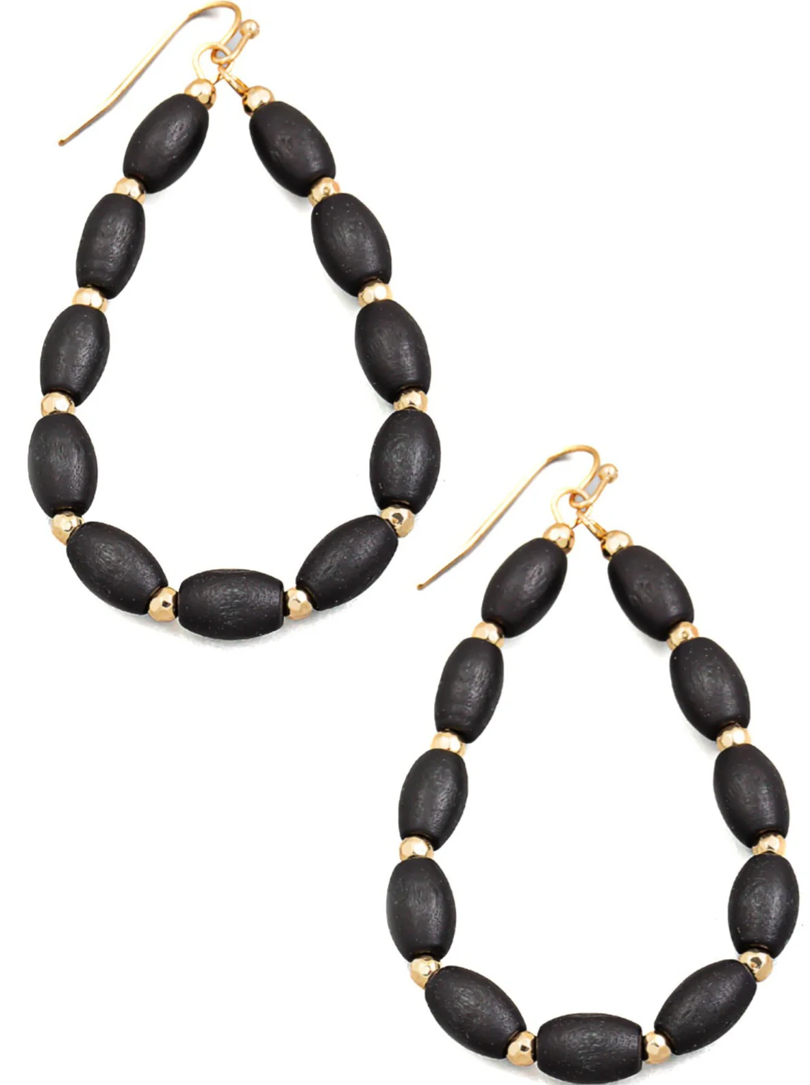 Wooden Bead Teardrop Cutout Earrings