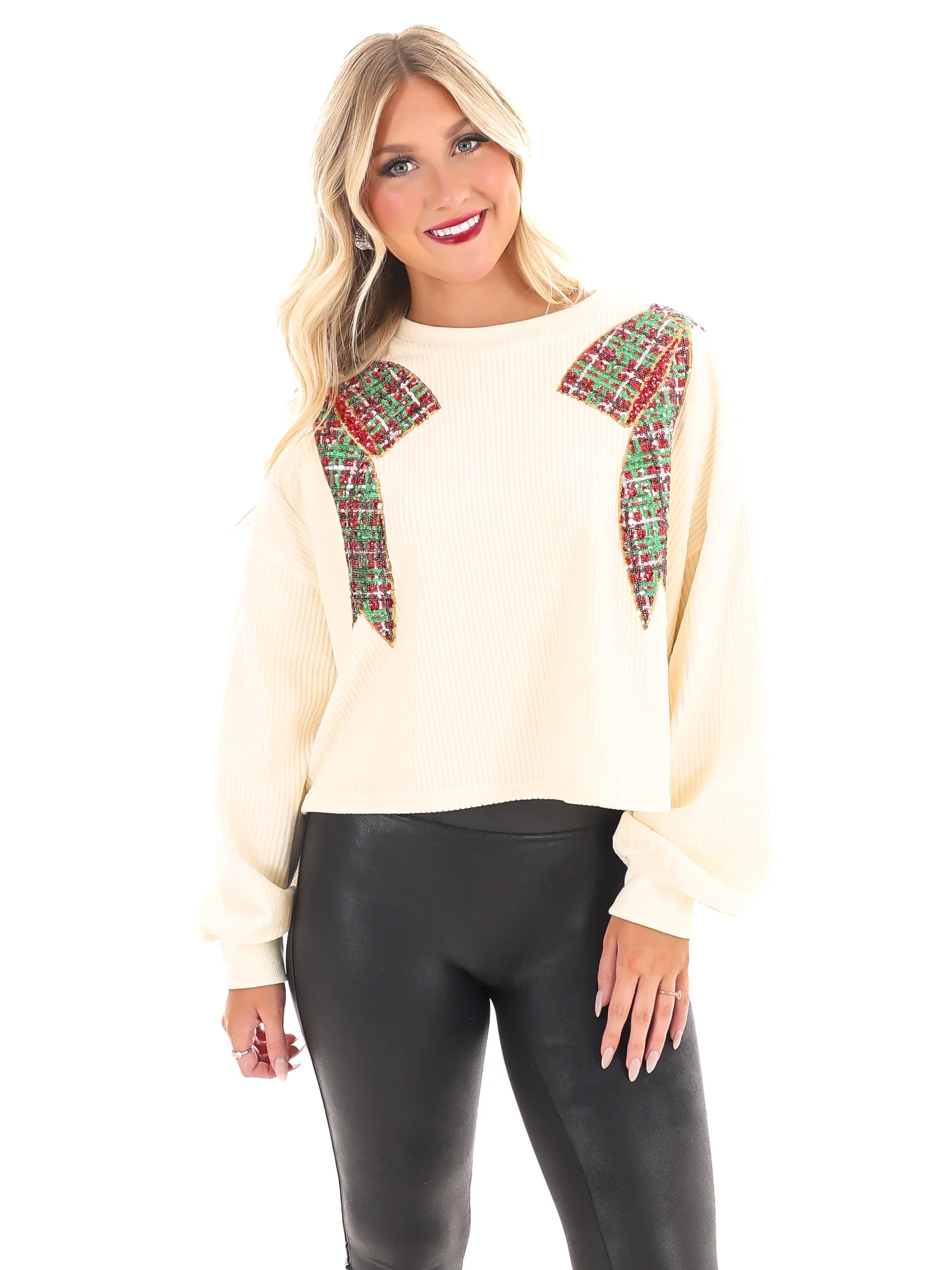 Wrap Me Up Christmas Bow Sweatshirt - Image 8