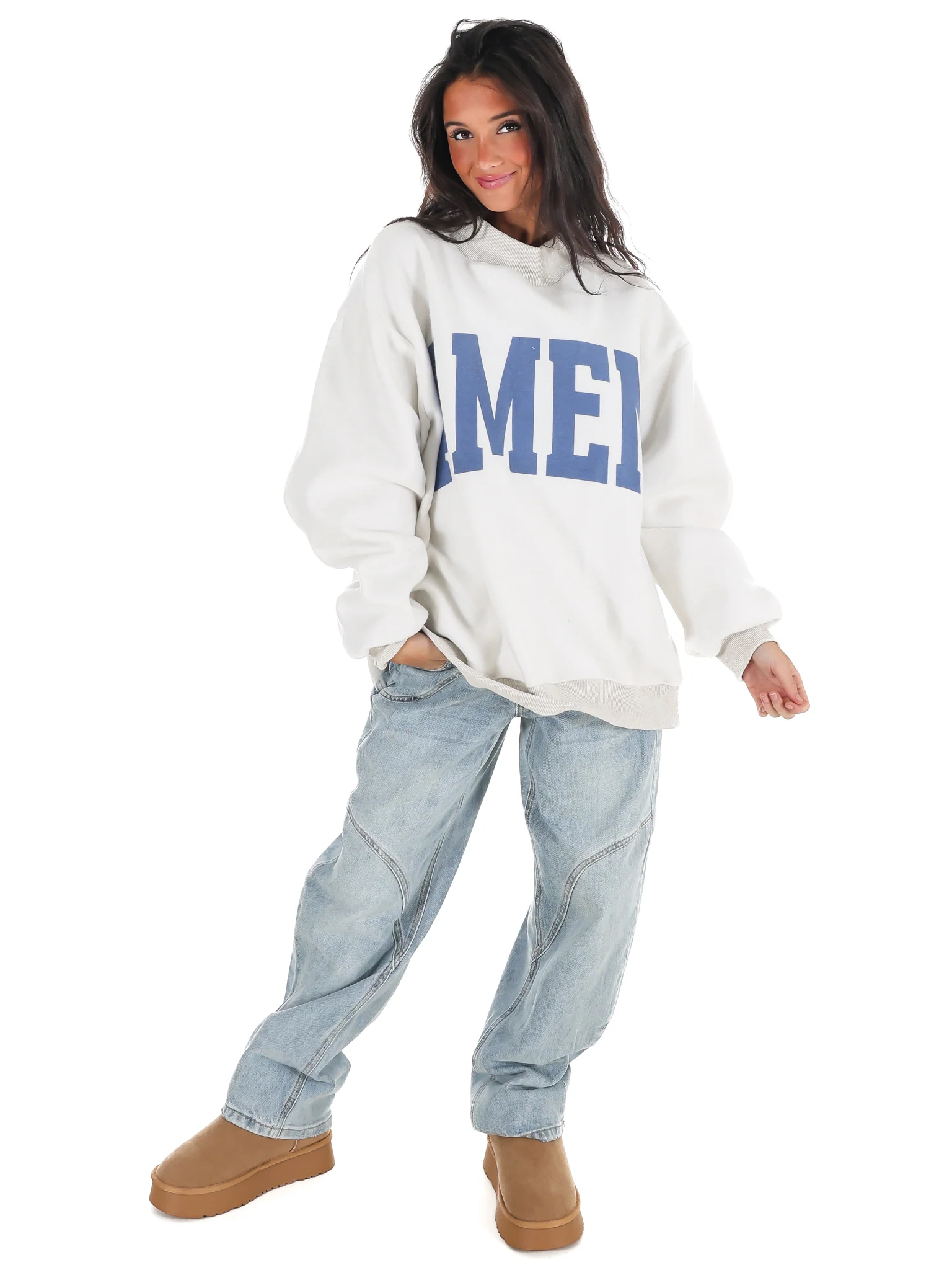 WWJD & Amen Reversible Mock Neck Sweatshirt - Image 10