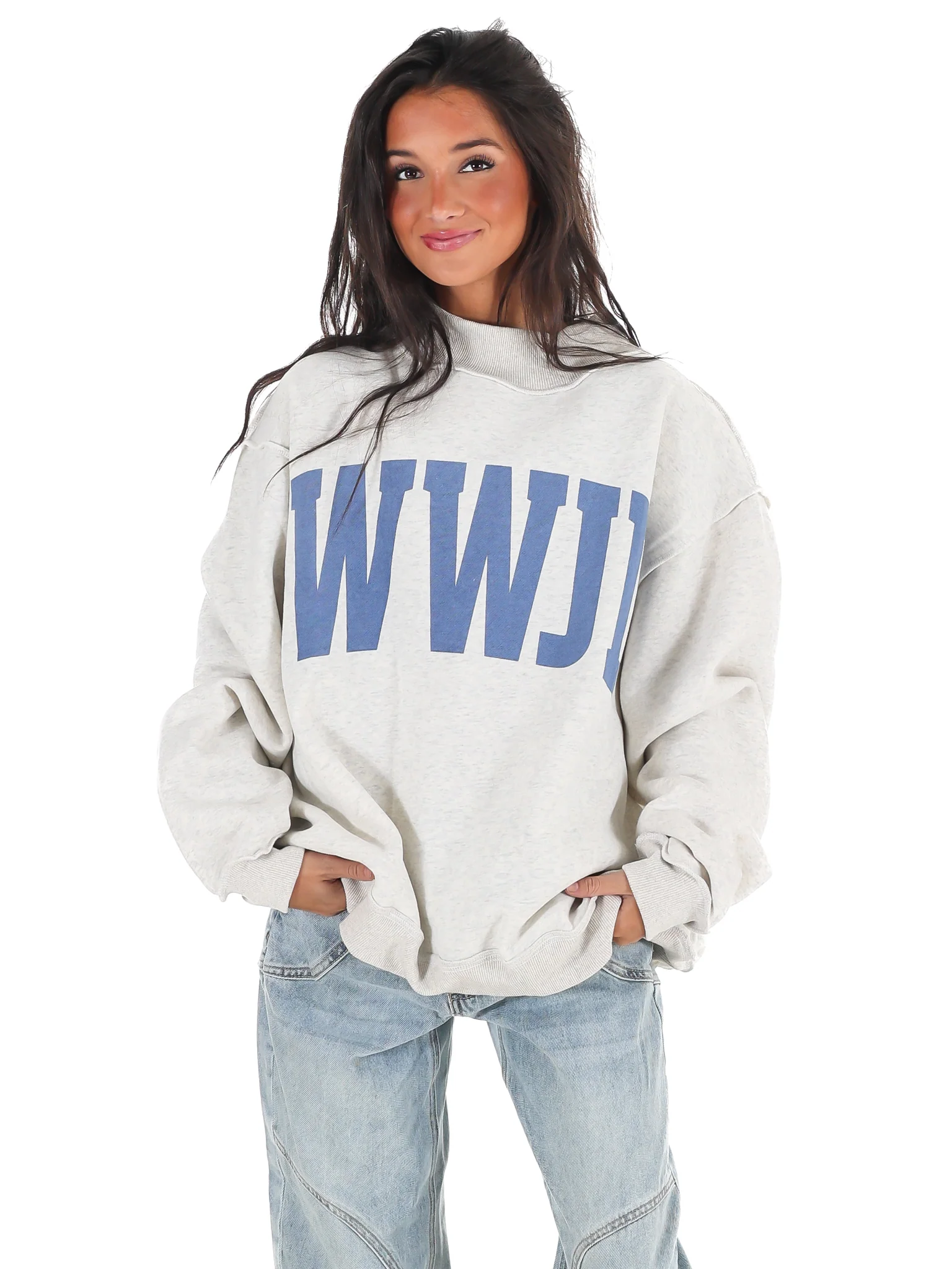 WWJD & Amen Reversible Mock Neck Sweatshirt - Image 3