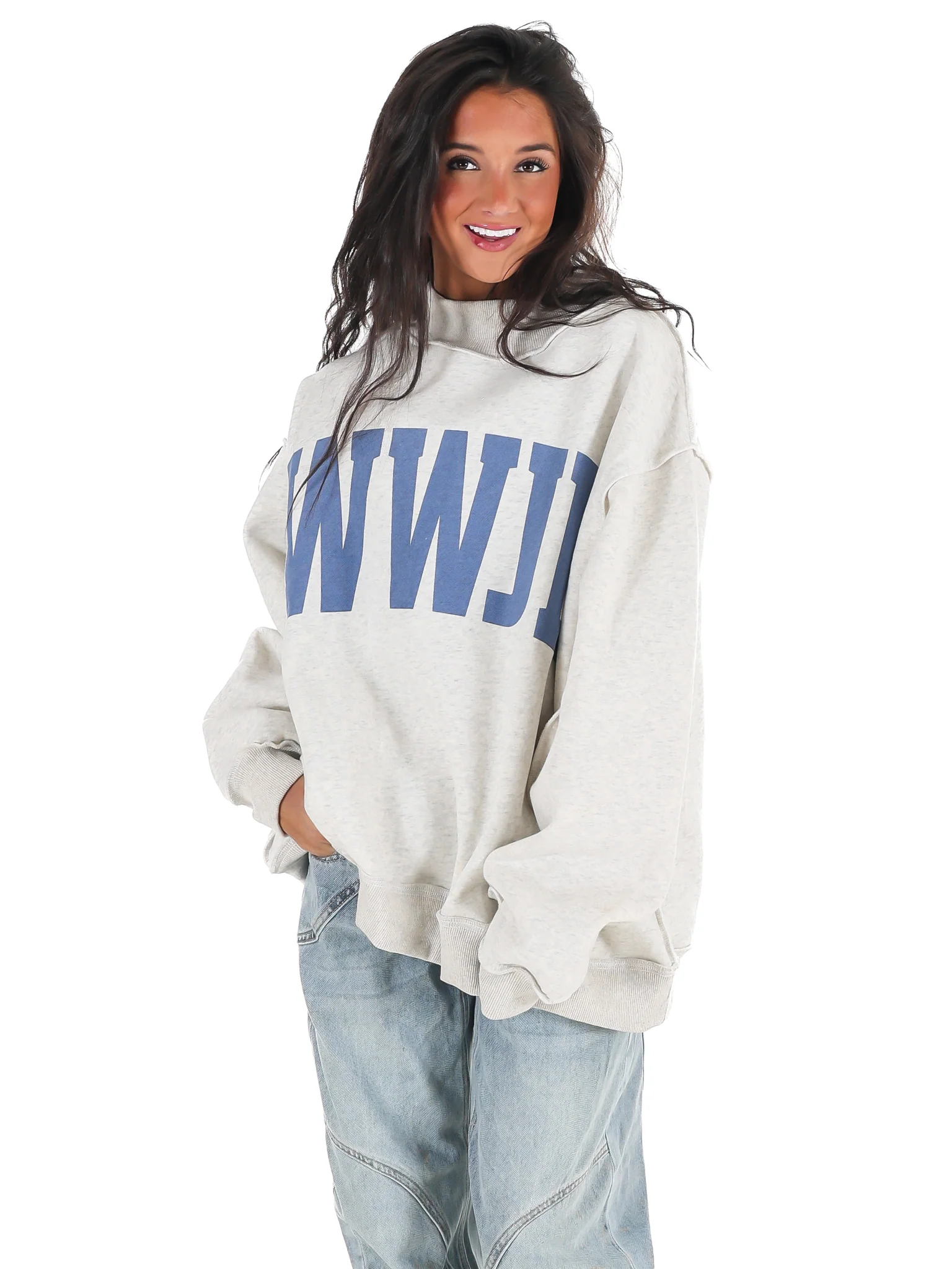 WWJD & Amen Reversible Mock Neck Sweatshirt - Image 5