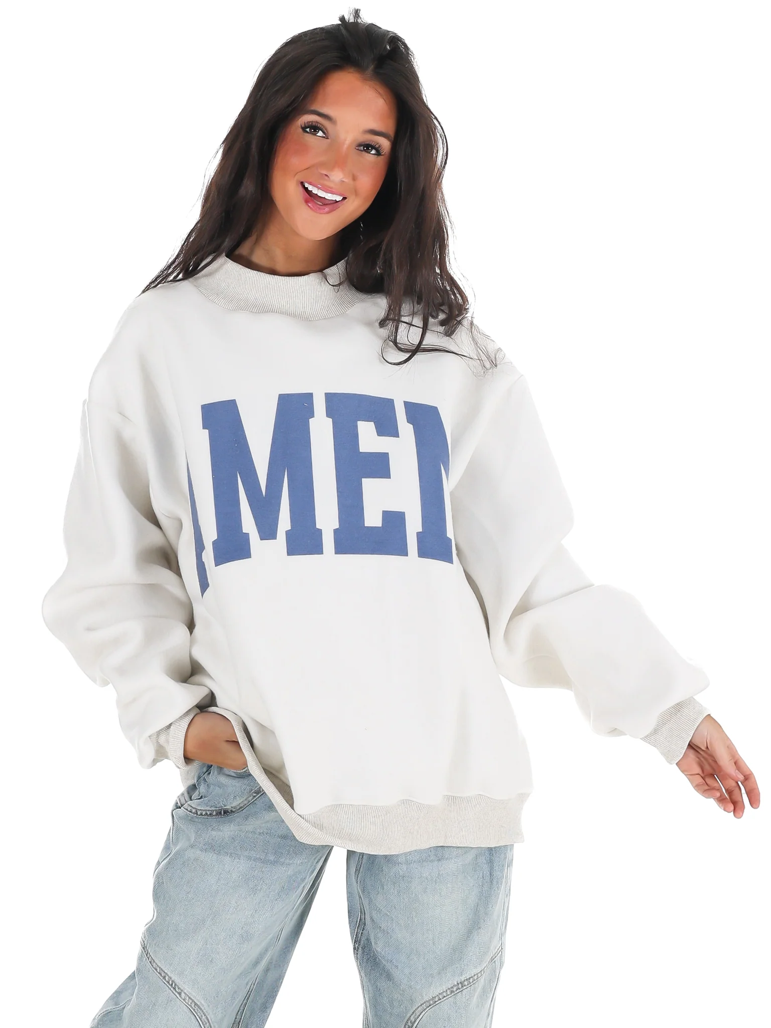 WWJD & Amen Reversible Mock Neck Sweatshirt - Image 7
